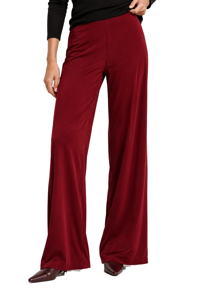 PANTALONI A ZAMPA IN JERSEY TECNICO DONNA BORDEAUX