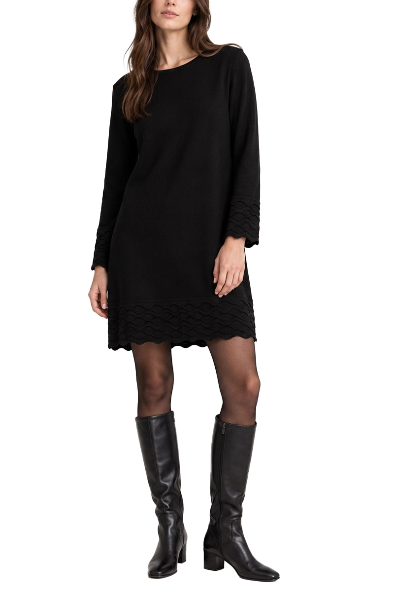 VESTITO CORTO CON LAVORAZIONE AI BORDI DONNA NERO