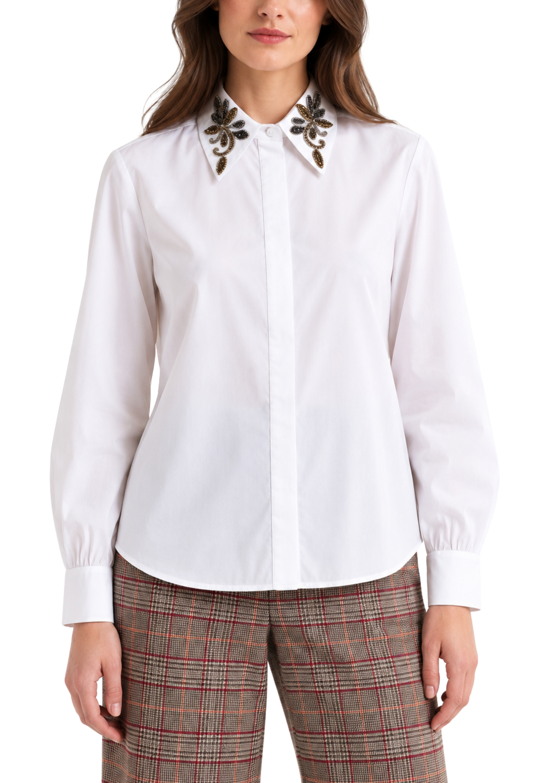 CAMICIA CON COLLO RICAMATO DONNA BIANCO