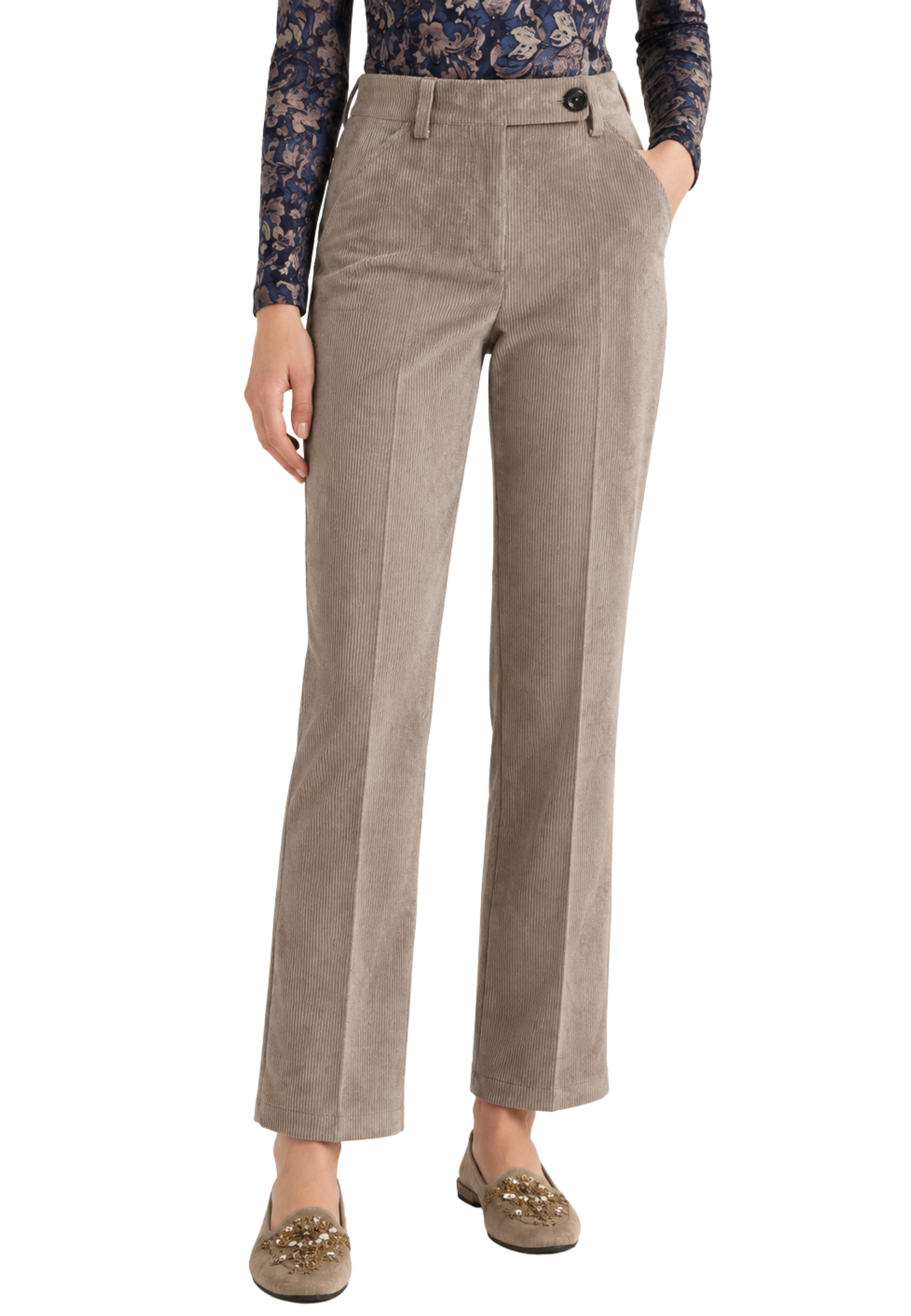 PANTALONI CHINO IN VELLUTO A COSTE DONNA GRIGIO
