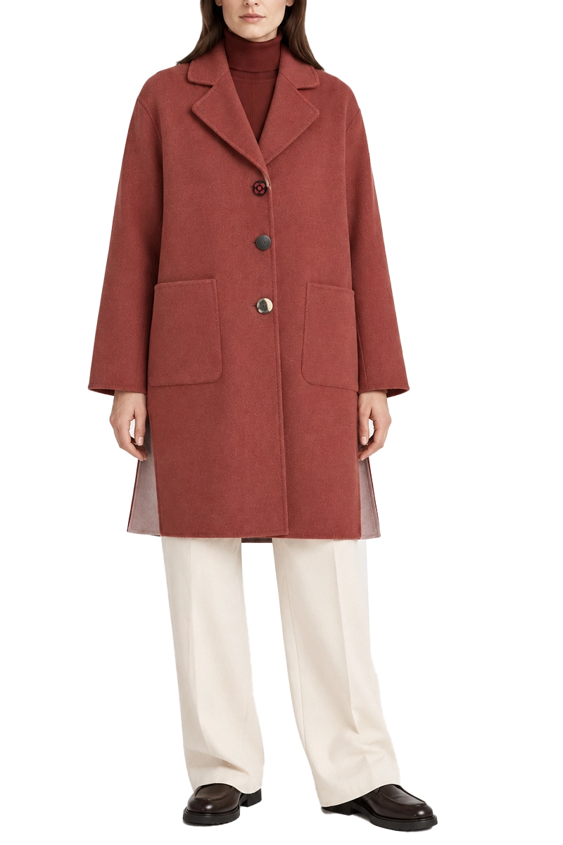 CAPPOTTO LUNGO IN LANA DOUBLE FACE DONNA BORDEAUX