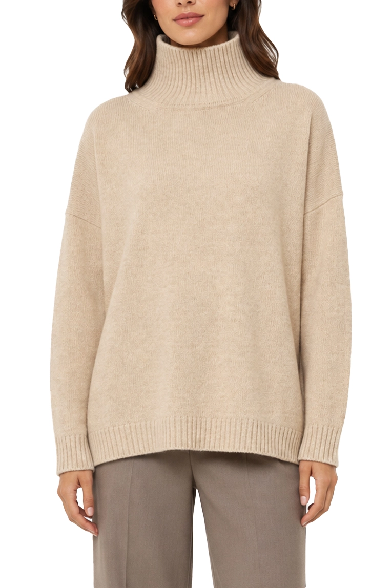 MAGLIA DOLCEVITA AMPIA IN FILATO DI PURA LANA DONNA BEIGE