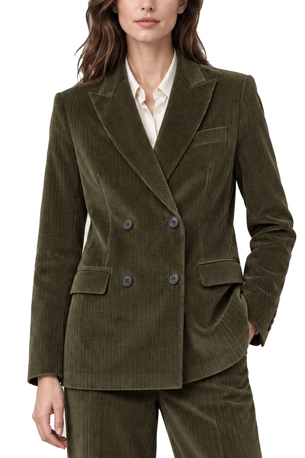 BLAZER DOPPIOPETTO IN VELLUTO DI COTONE DONNA VERDE