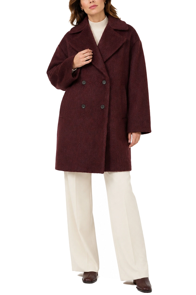 CAPPOTTO CORTO DOPPIOPETTO IN MISTO LANA E ALPACA DONNA BORDEAUX