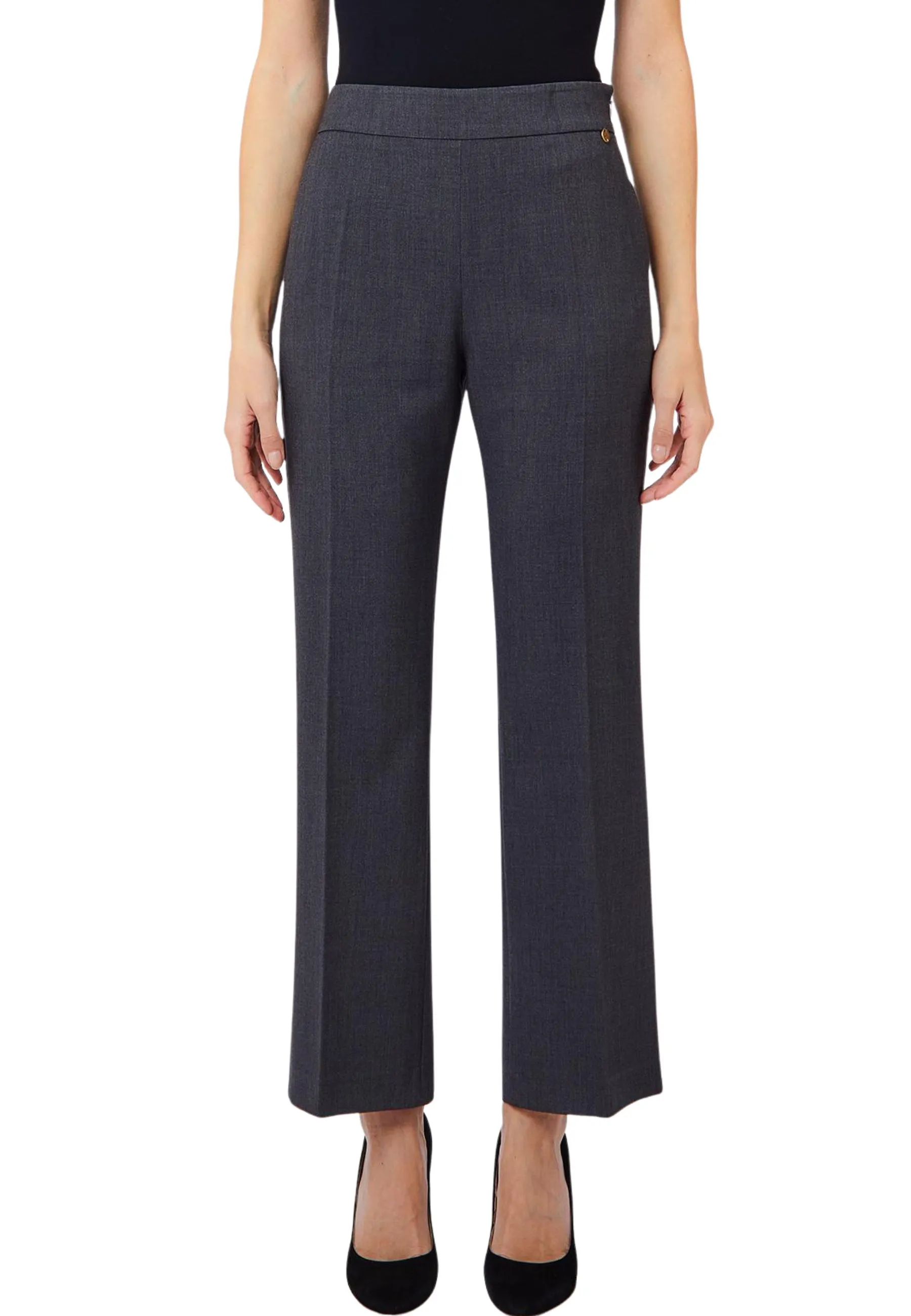 PANTALONI CROPPED IN TESSUTO MELANGE DONNA GRIGIO SCURO