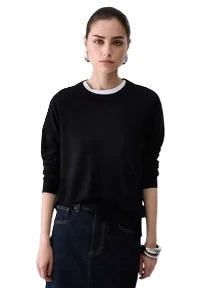 MAGLIA GIROCOLLO CON LOGO DONNA NERO