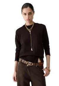 MAGLIA GIROCOLLO CON LOGO DONNA MARRONE SCURO