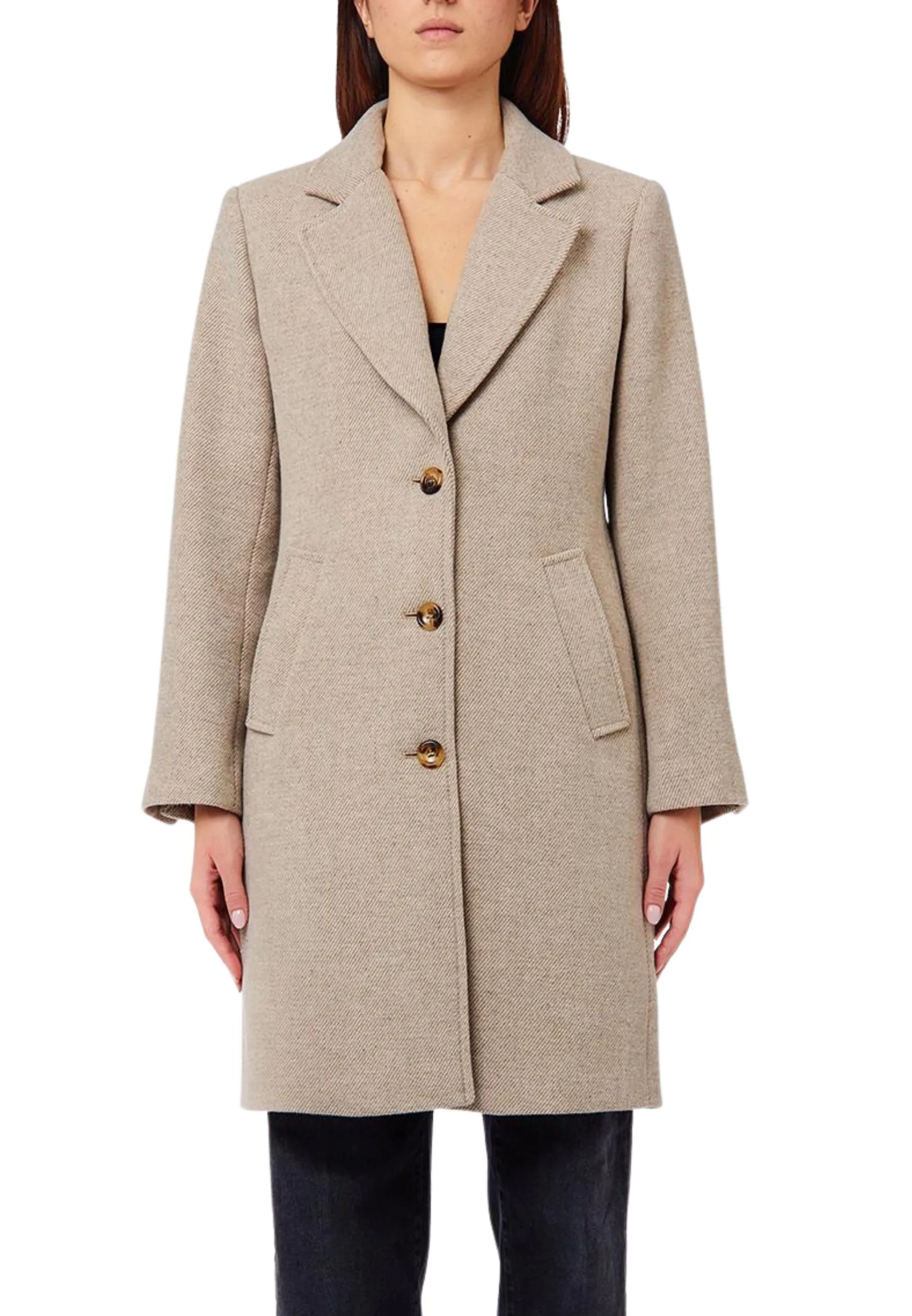 CAPPOTTO LUNGO EFFETTO NAVETTA DONNA BEIGE