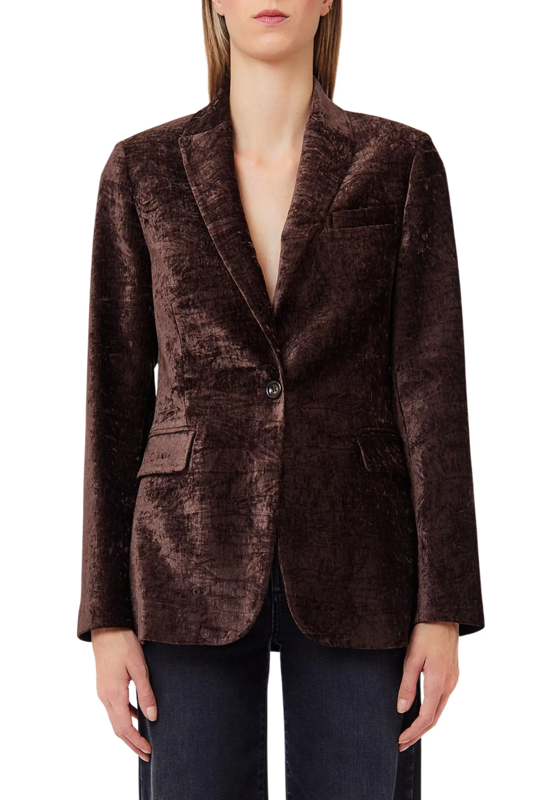 GIACCA BLAZER VELLUTO DONNA MARRONE