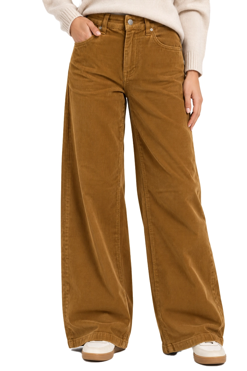 PANTALONI PALAZZO A COSTINE DONNA MARRONE