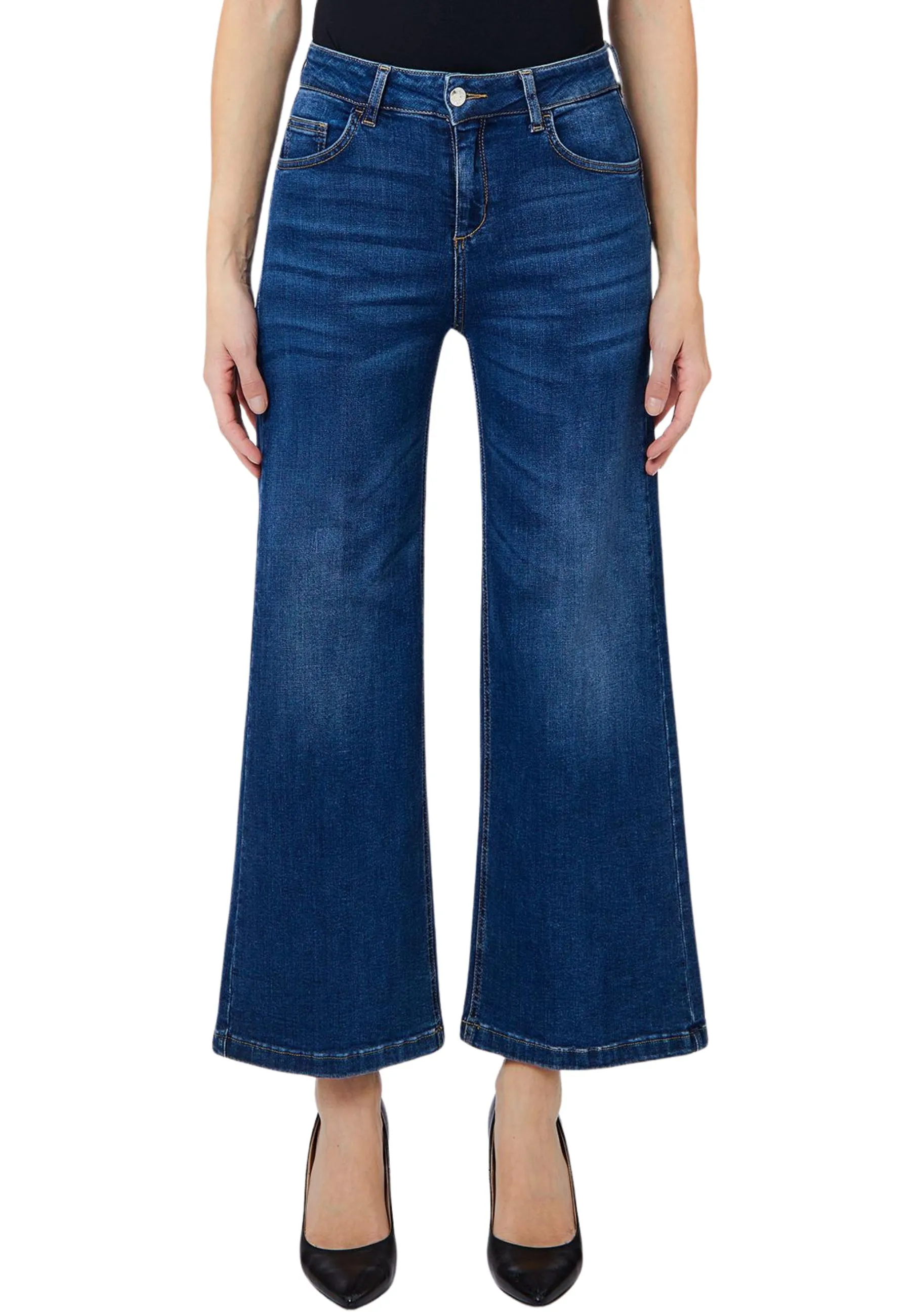 JEANS CROPPED BOTTOM UP DONNA BLU DENIM