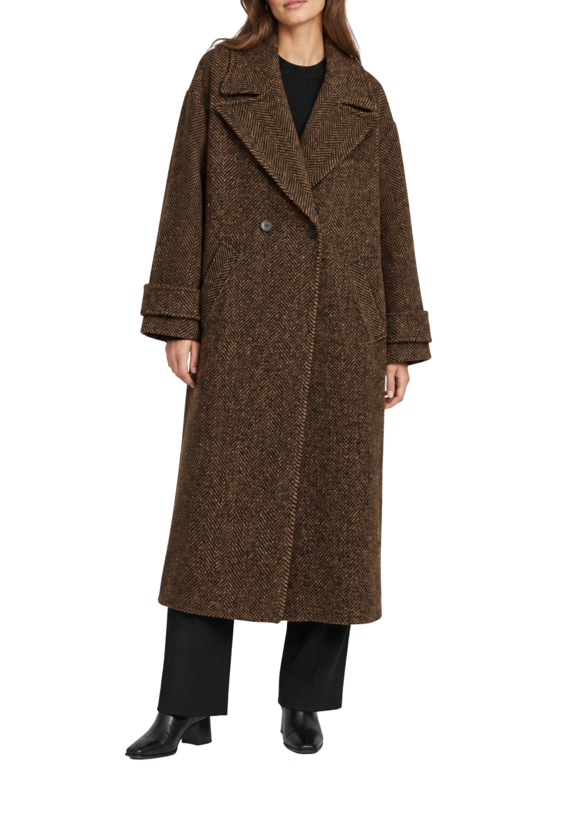 CAPPOTTO LUNGO DOPPIOPETTO SPIGATO DONNA MARRONE