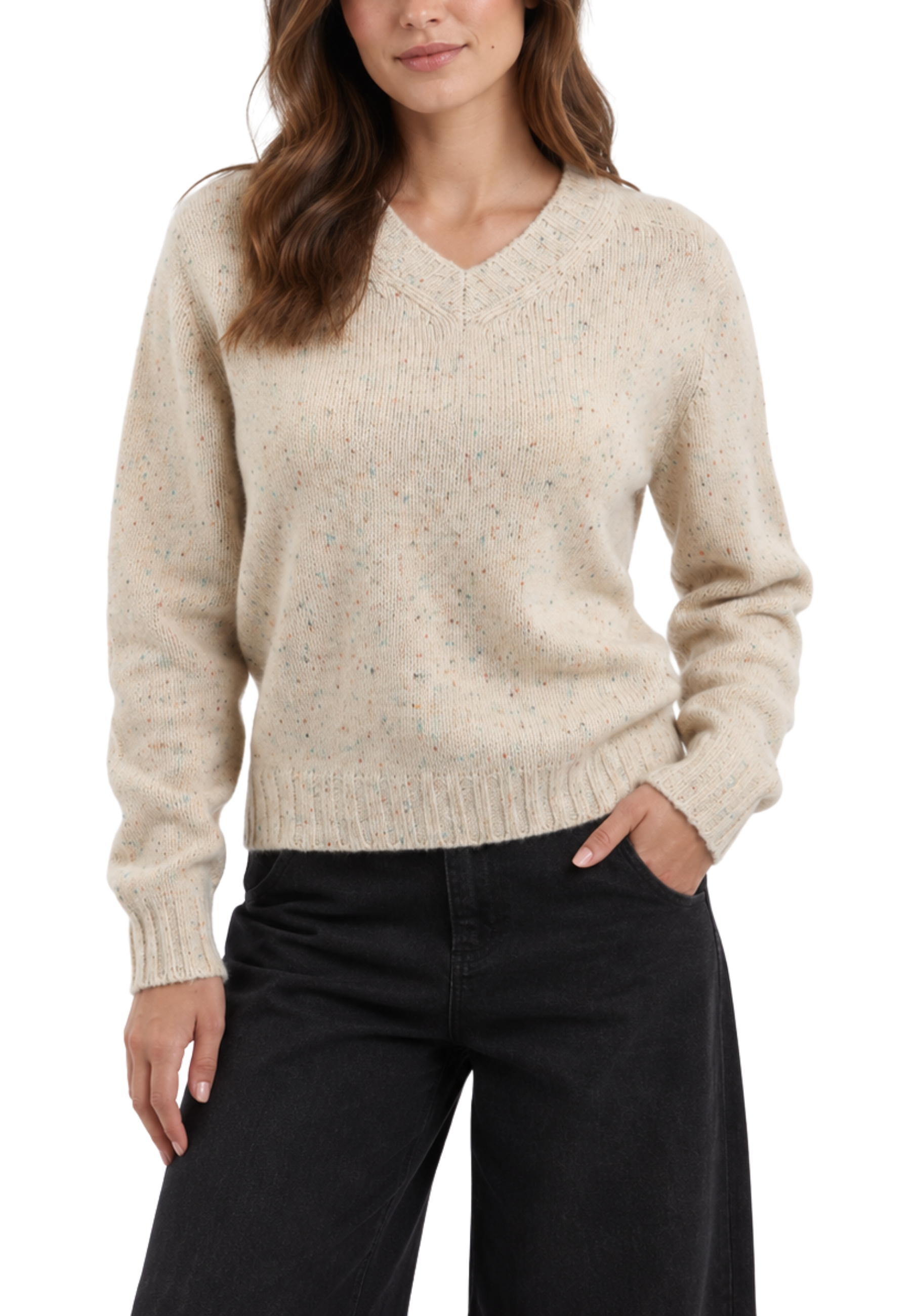 MAGLIA GIROCOLLO IN LANA MERINO DONNA AVORIO