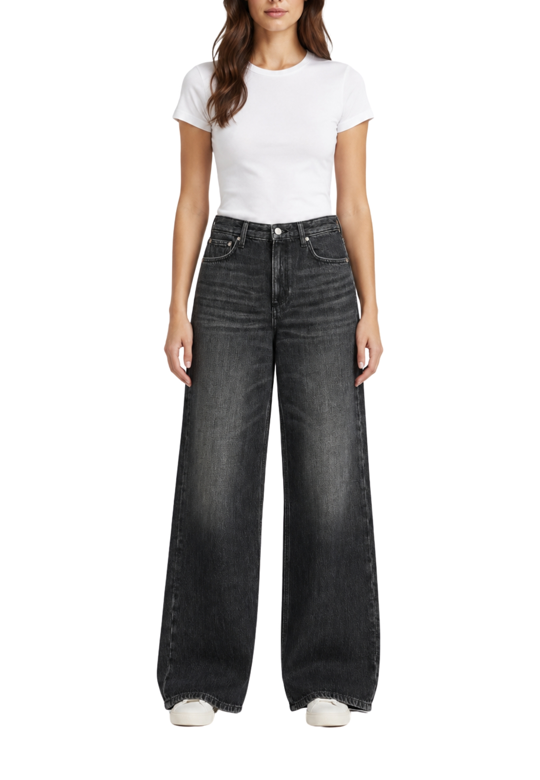 JEANS PALAZZO SUPER WIDE EFFETTO VINTAGE DONNA NERO