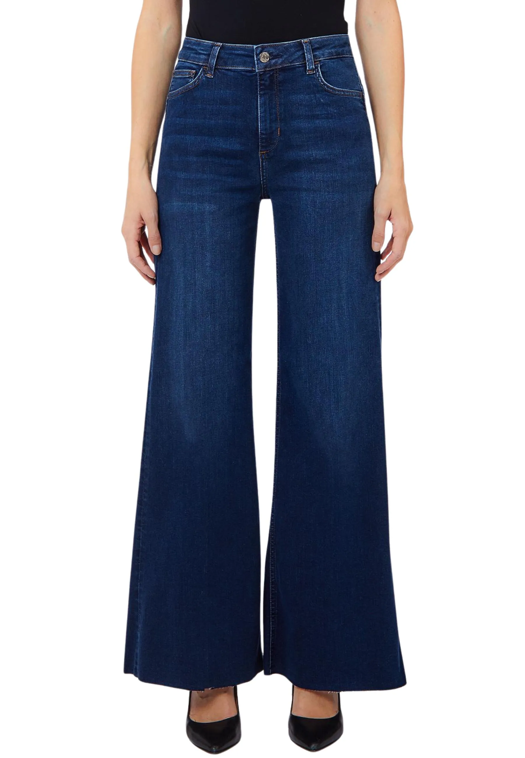 JEANS A ZAMPA BOTTOM UP VITA ALTA DONNA BLU SCURO