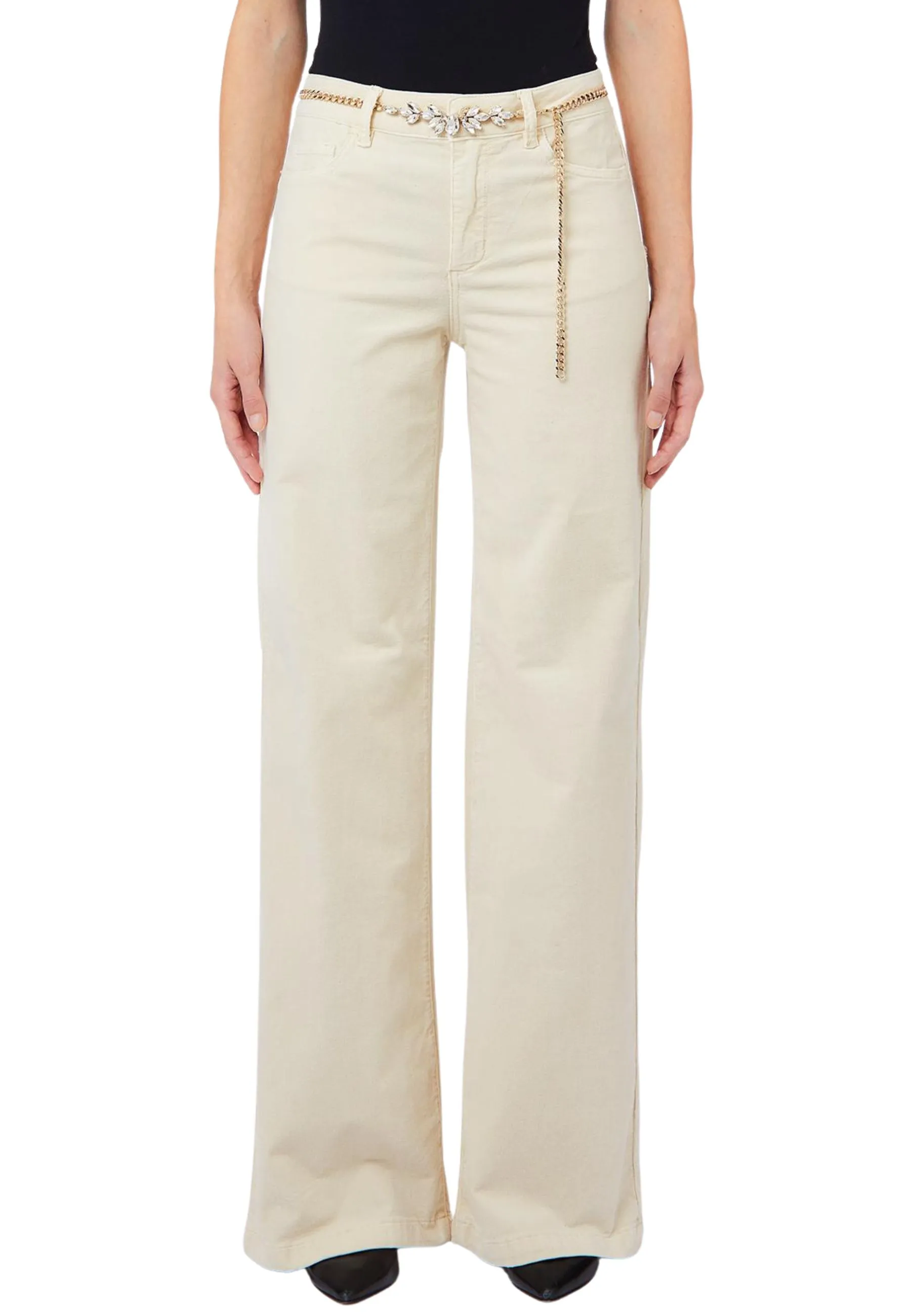 JEANS A ZAMPA BOTTOM UP A VITA ALTA DONNA AVORIO