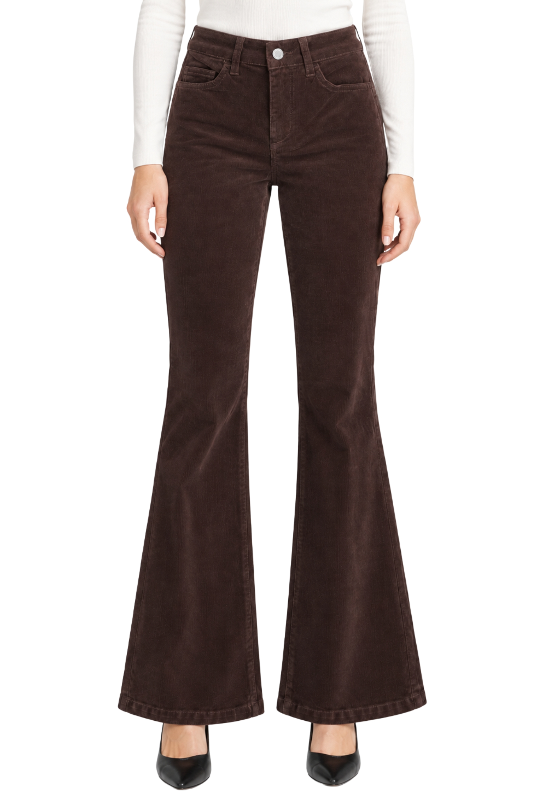 JEANS A ZAMPA BOTTOM UP A VITA ALTA DONNA MARRONE