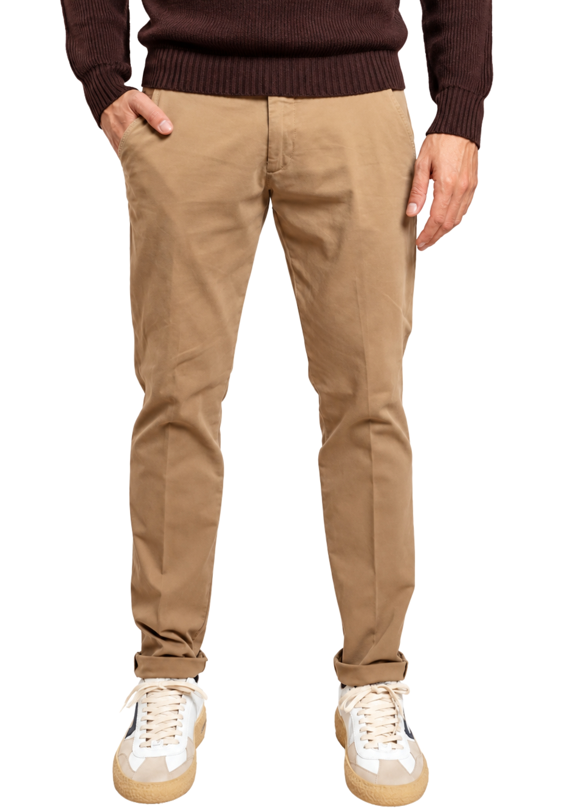 PANTALONE CHINO IN GABARDINA UOMO BEIGE