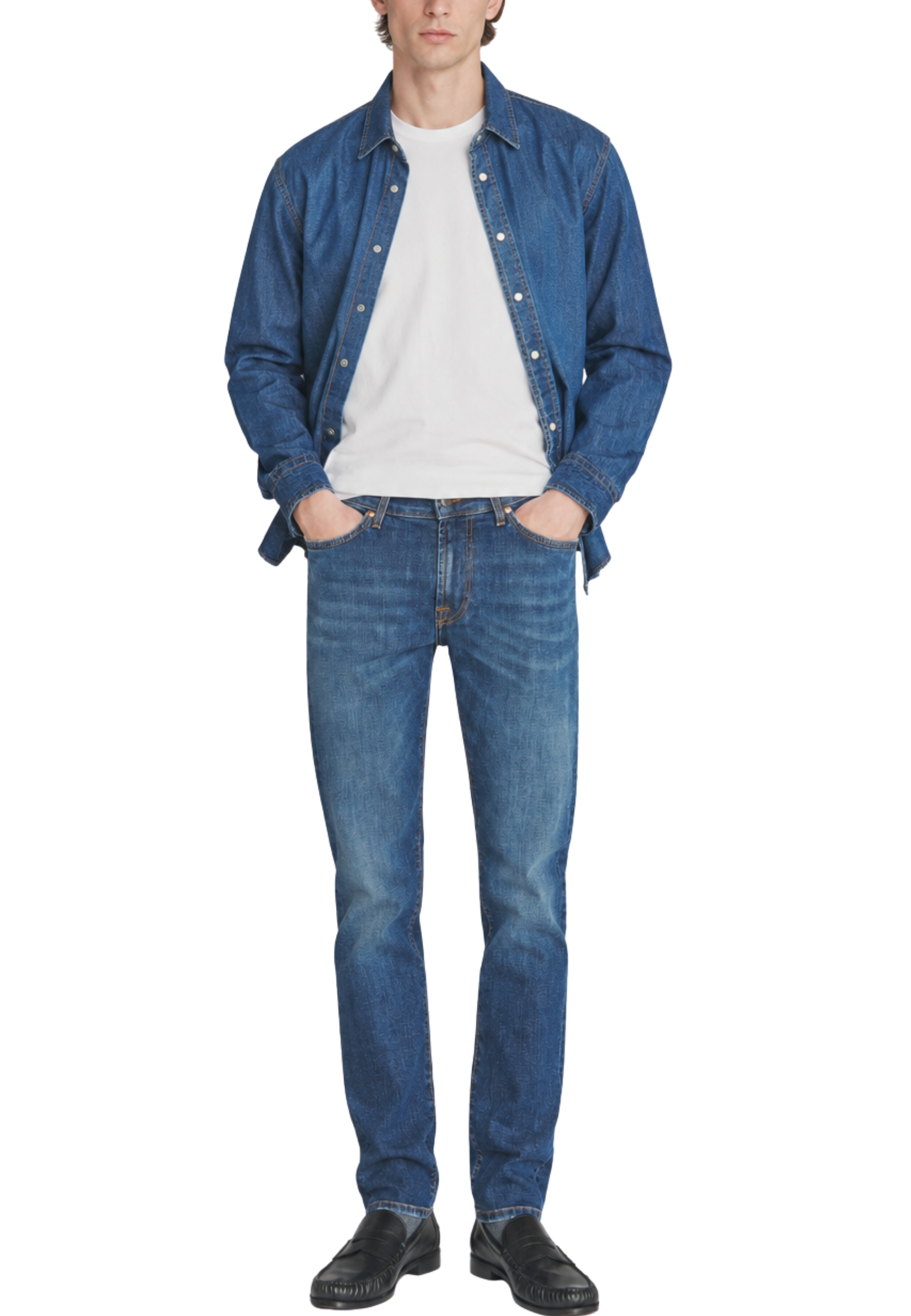 JEANS SLIM FIT IN DENIM VISSUTO UOMO BLU