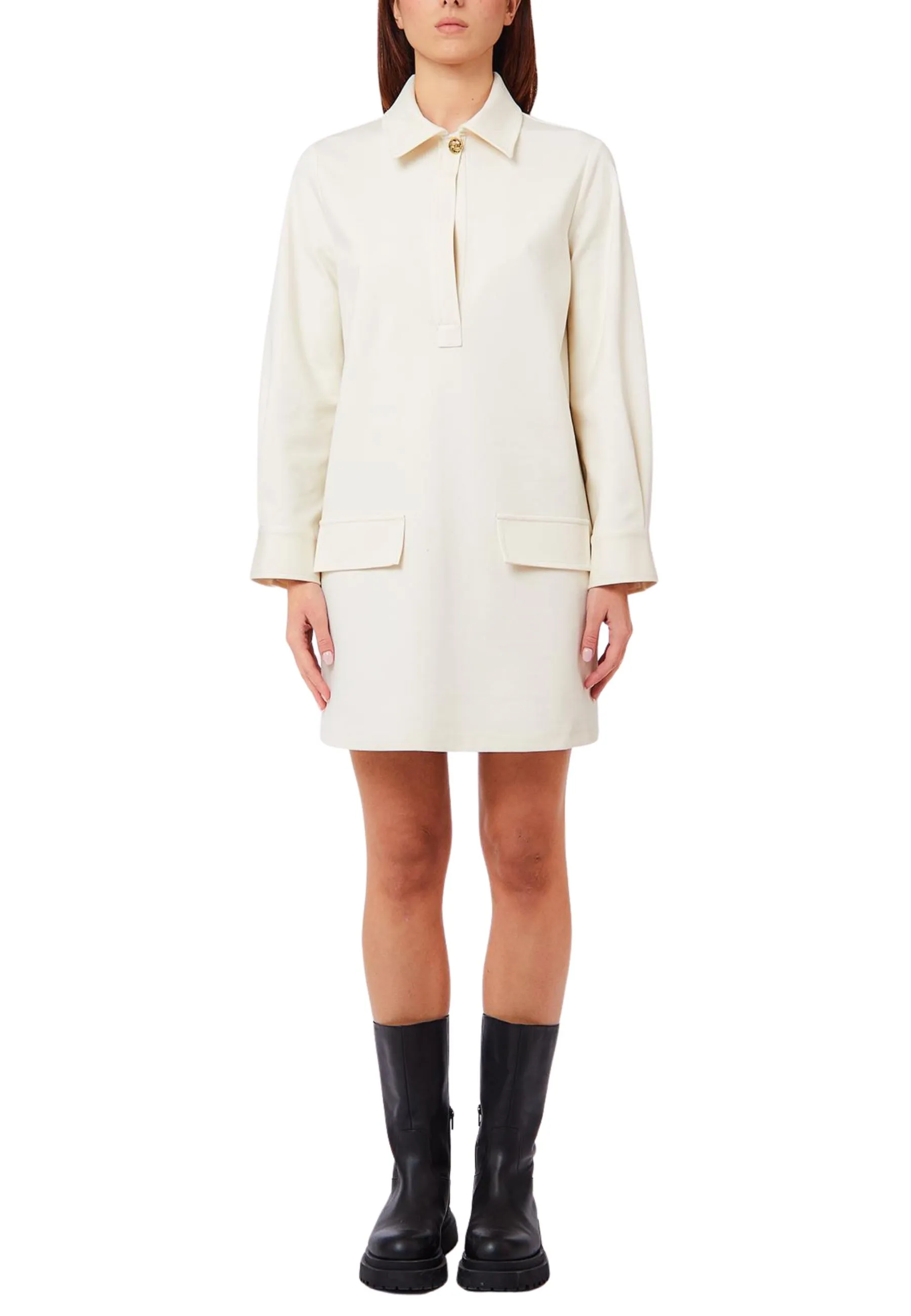 VESTITO CHEMISIER CON TASCHE DONNA AVORIO