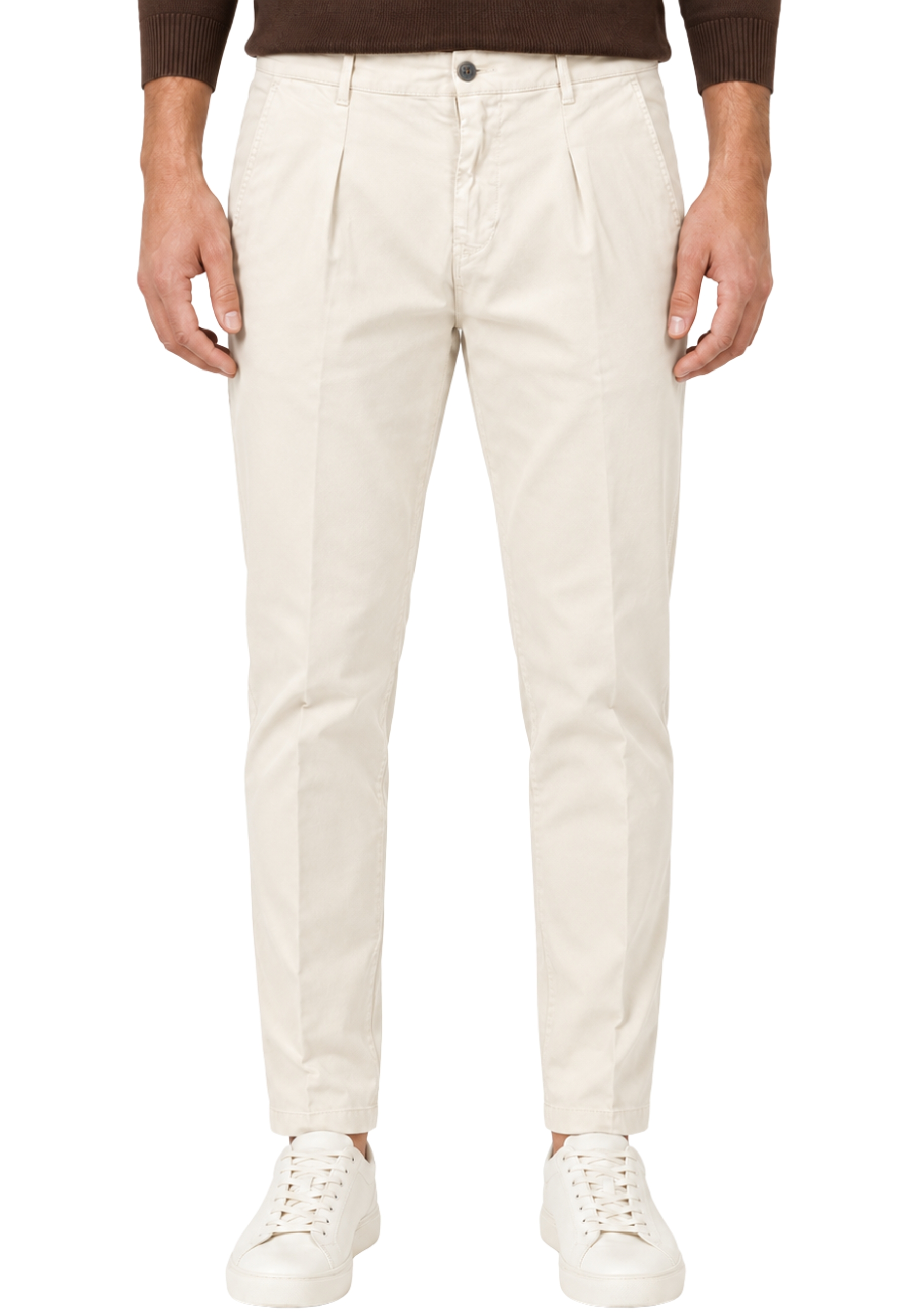 PANTALONI CHINO CON PENCES UOMO BIANCO