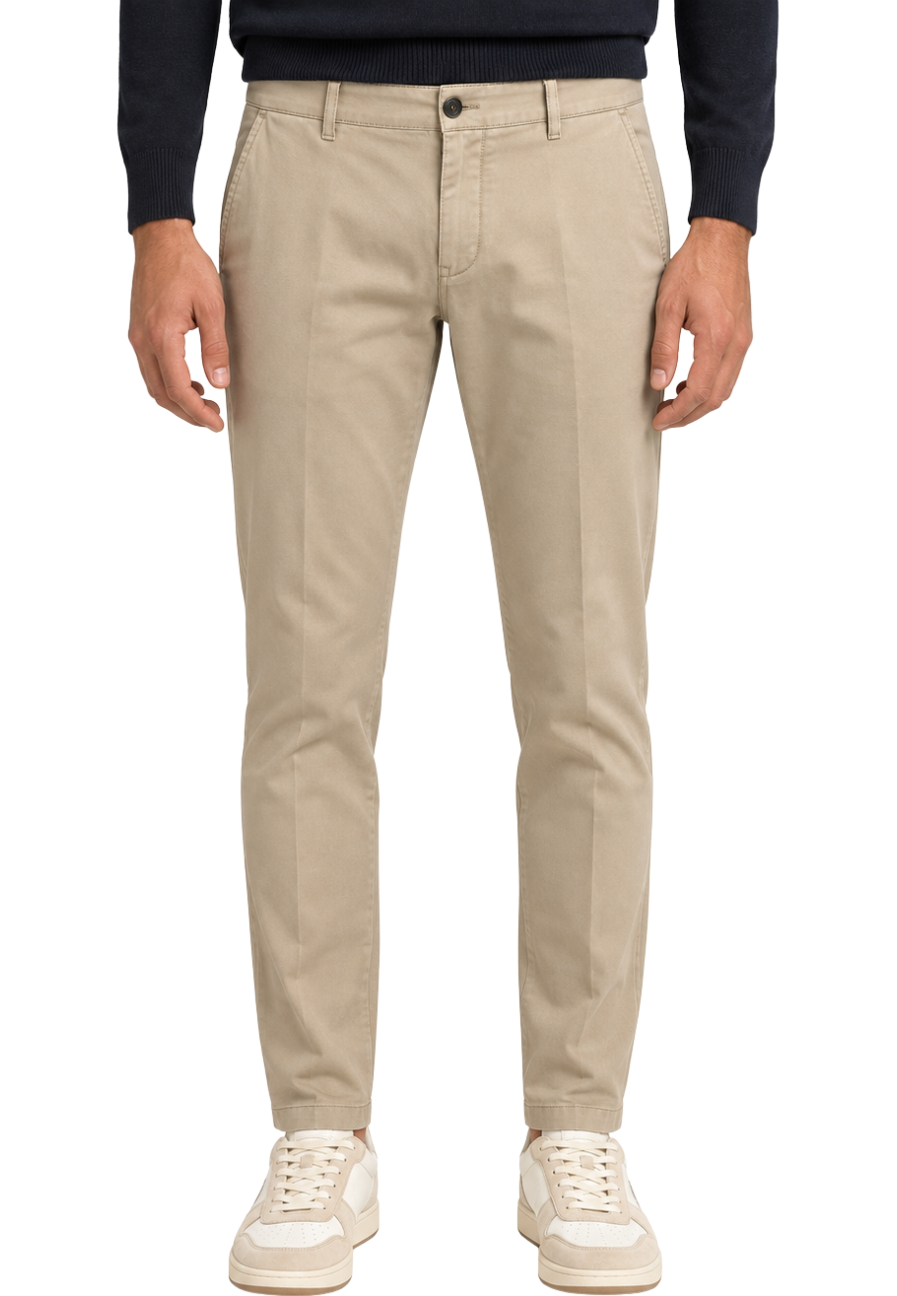 PANTALONI CHINO CON PENCES UOMO BEIGE
