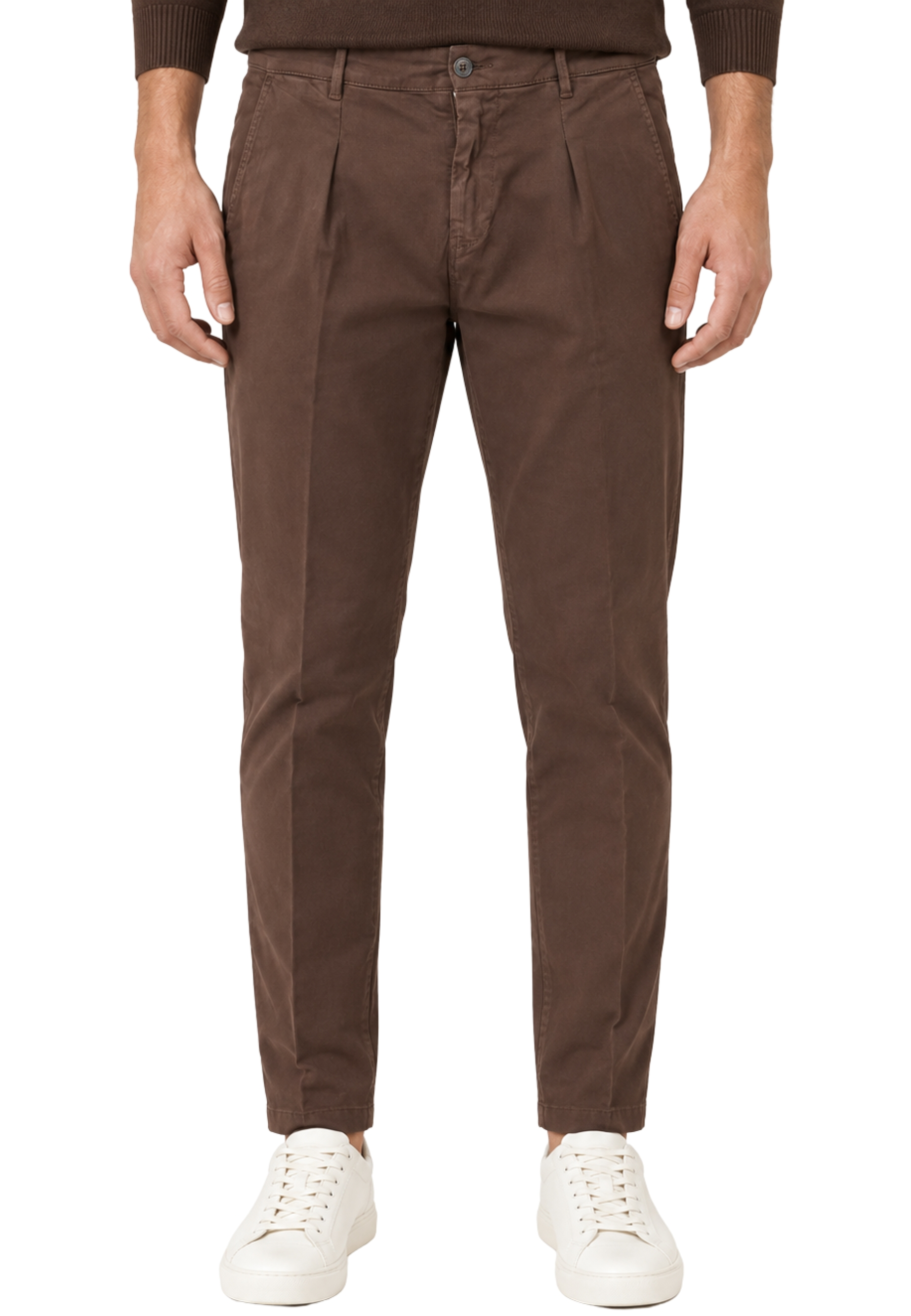 PANTALONI CHINO CON PENCES UOMO MARRONE