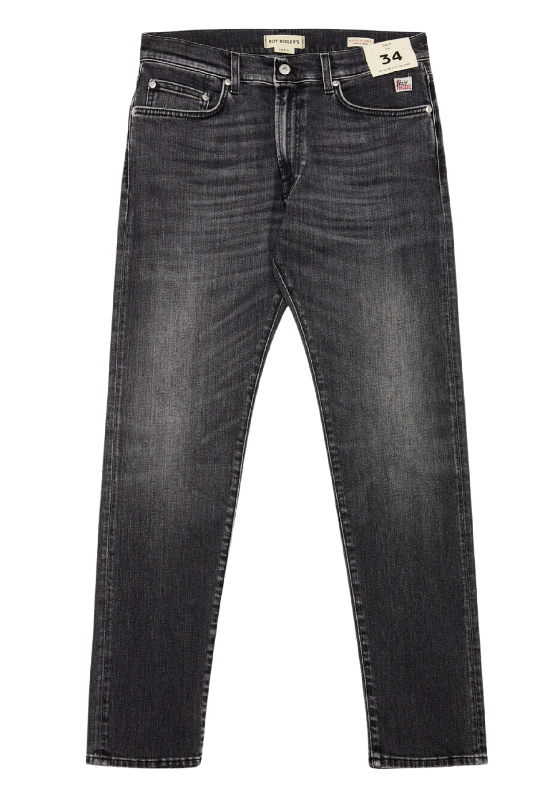 JEANS REGULAR GAMBA DRITTA CON EFFETTO USED UOMO NERO