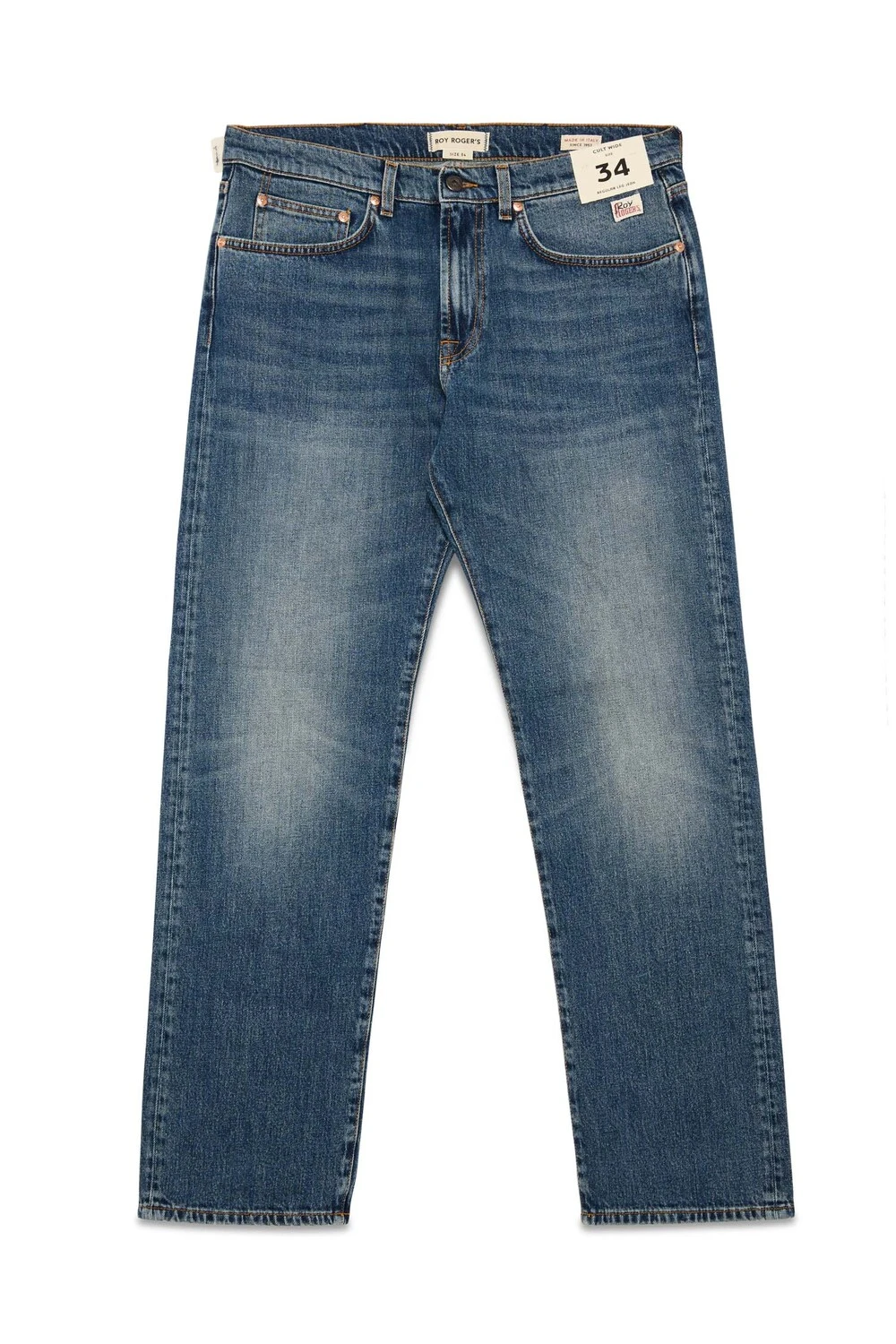 JEANS REGULAR WIDE IN DENIM SLUB STRETCH UOMO BLU