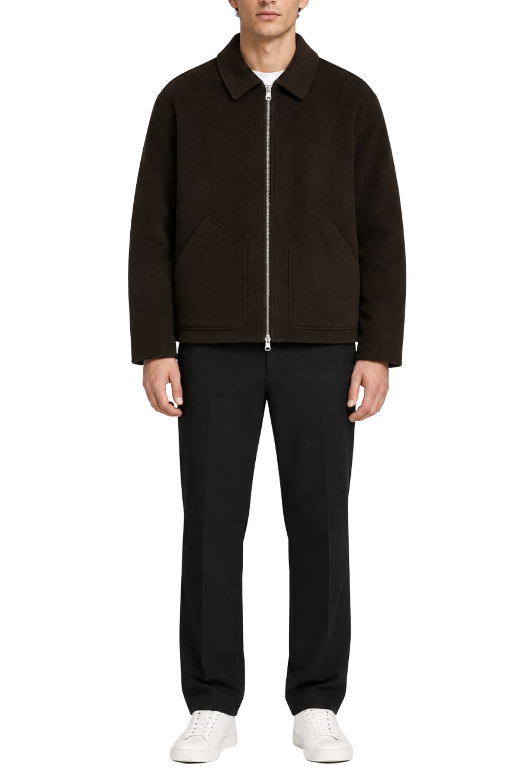 GIACCA CORTA IN DRAP DI LANA MERINO UOMO MARRONE