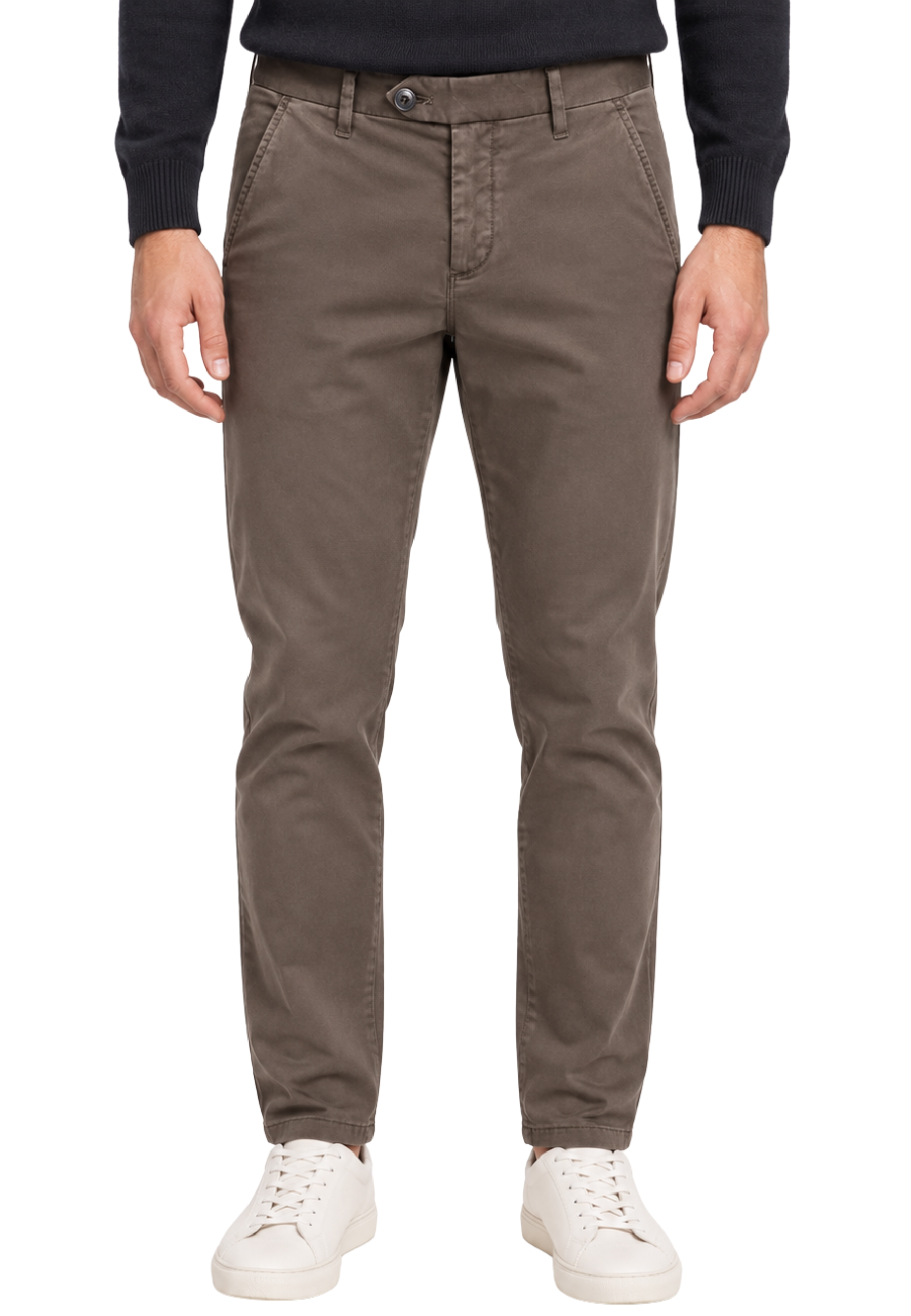 PANTALONI CHINO SLIM FIT IN GARBADINA UOMO MARRONE