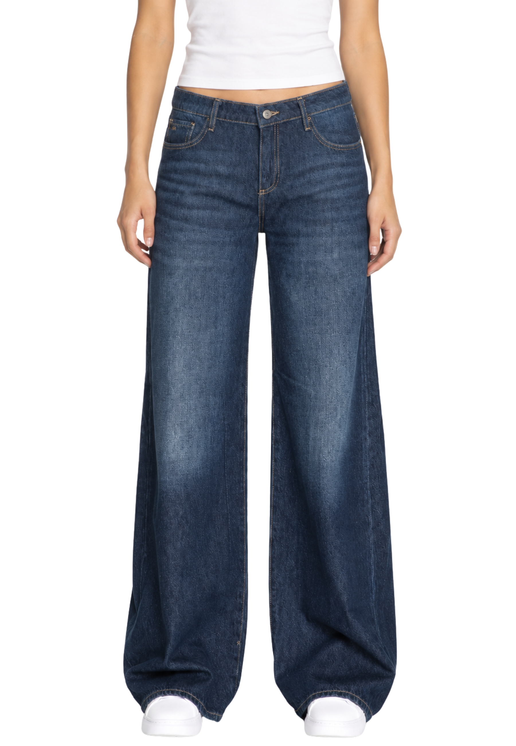 JEANS PALAZZO CINQUE TASCHE IN DENIM DONNA BLU
