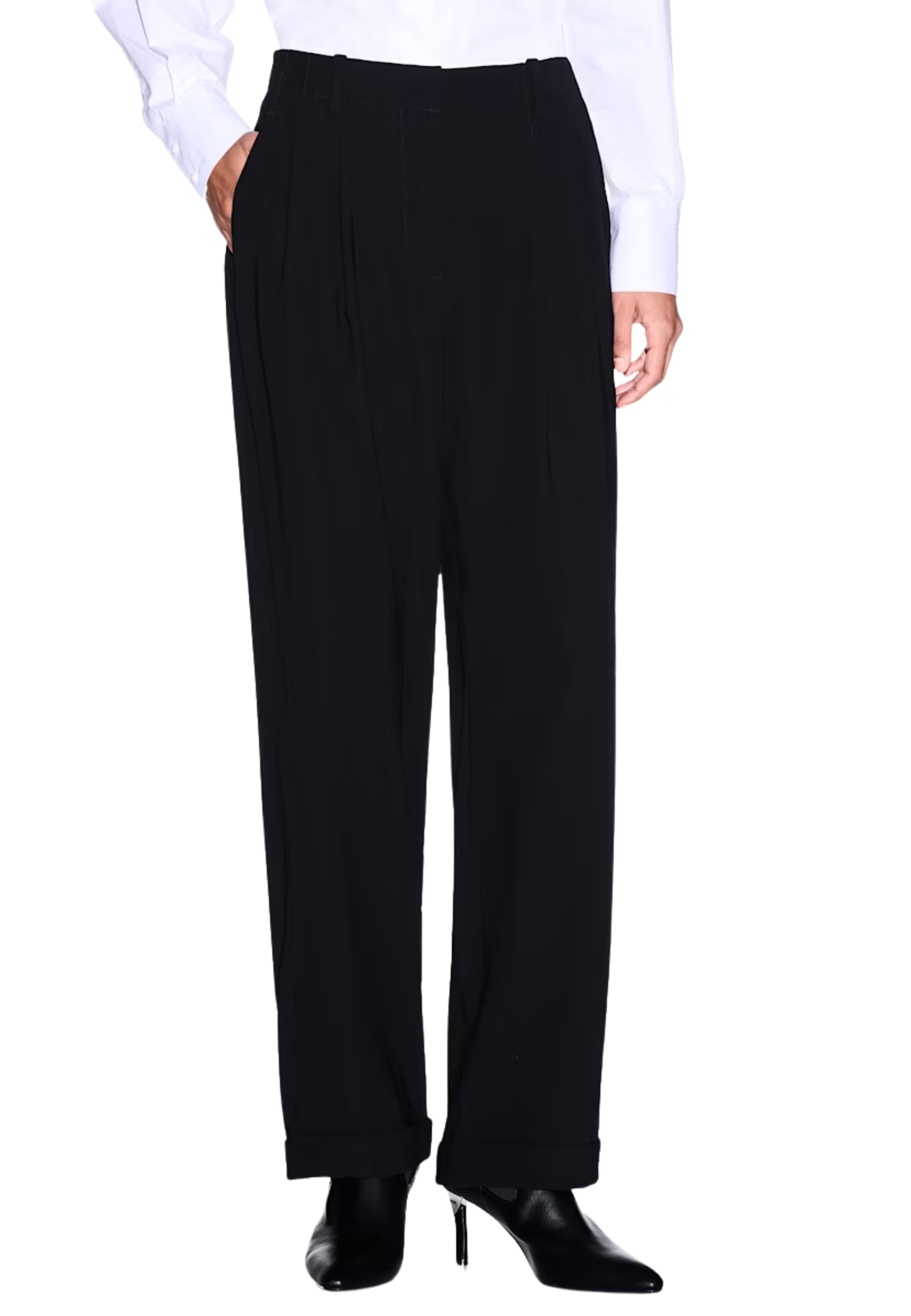PANTALONI PALAZZO IN CREPE RICICLATO NERO