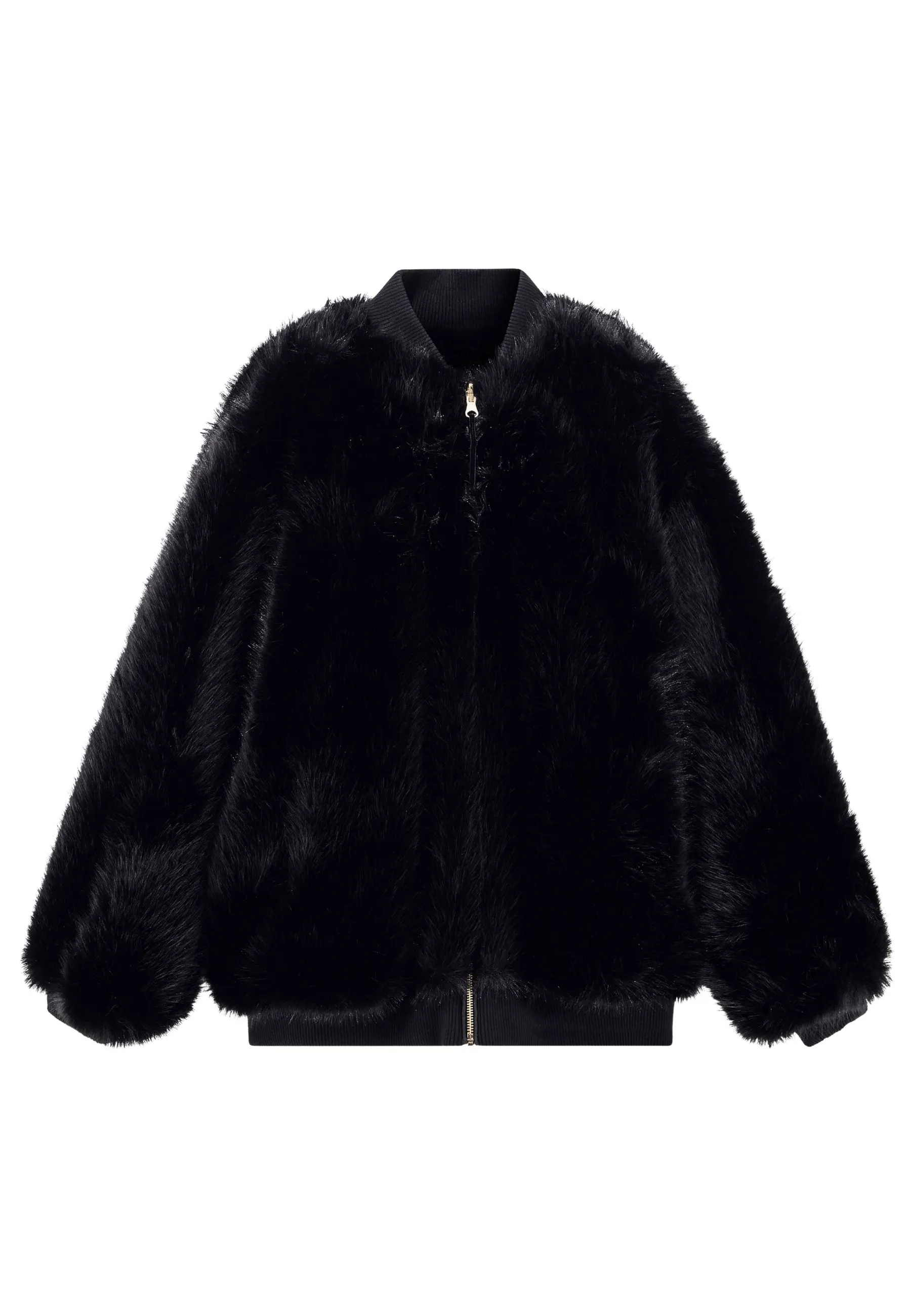 GIACCA CORTA BLOUSON EFFETTO PELLICCIA DONNA NERO