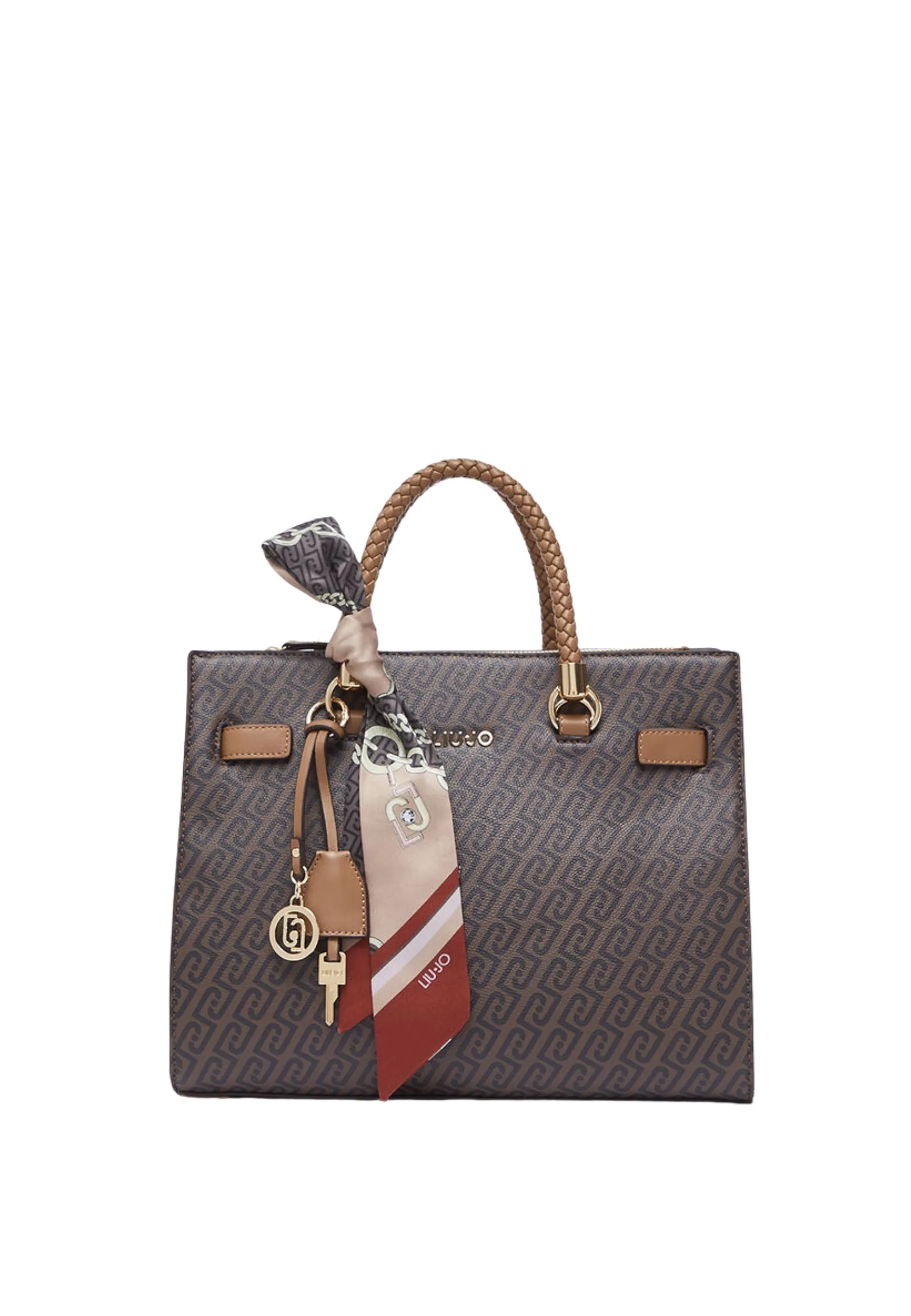 BORSA A MANO CON FOULARD DONNA MARRONE