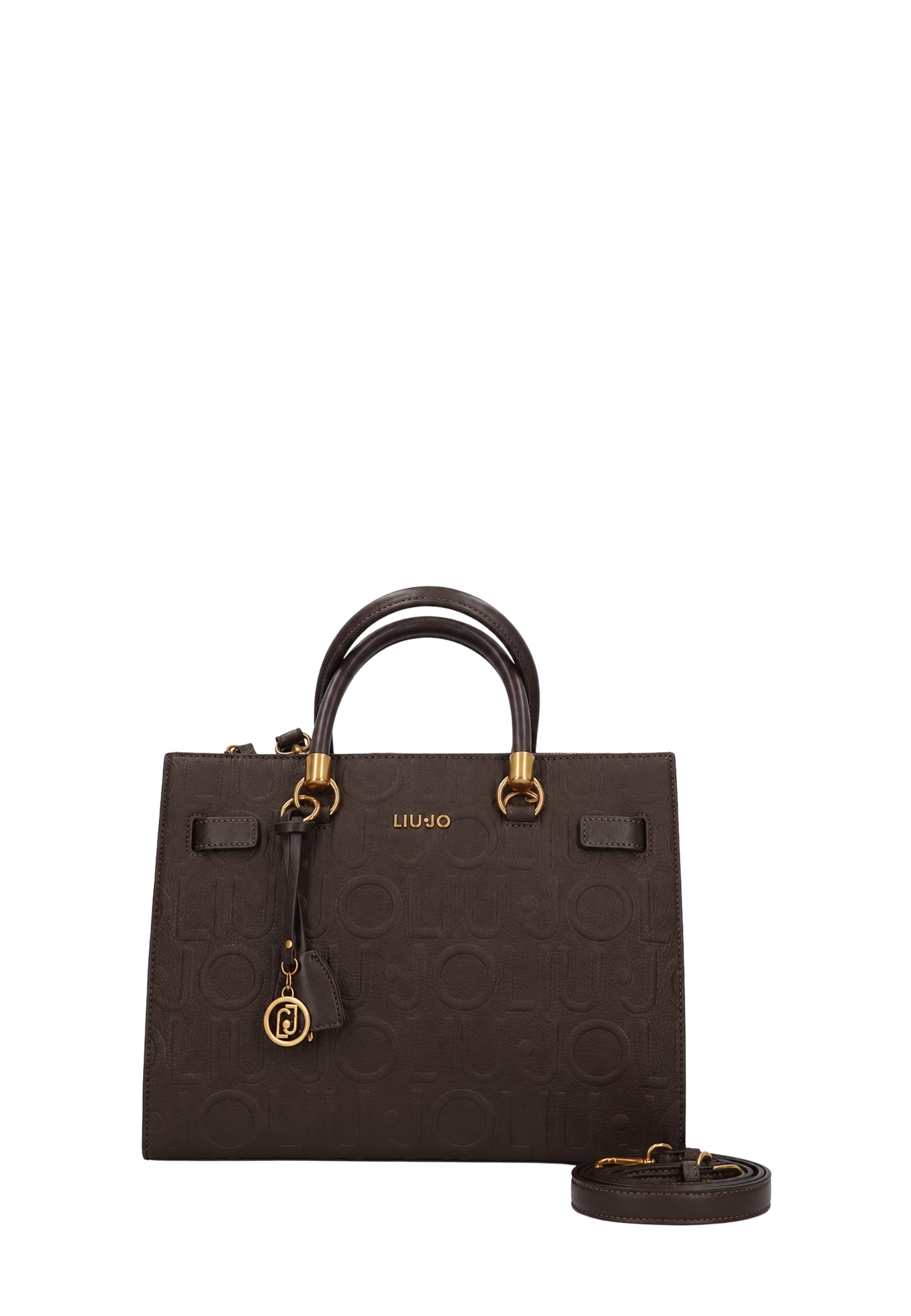 BORSA A MANO LOGO FRONTALE DONNA MARRONE