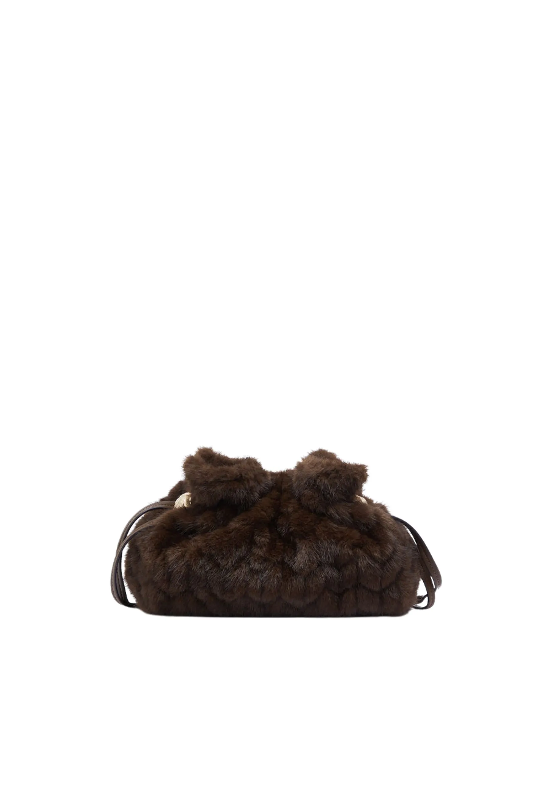 BORSA A SPALLA IN PELLICCIA SINTETICA DONNA MARRONE