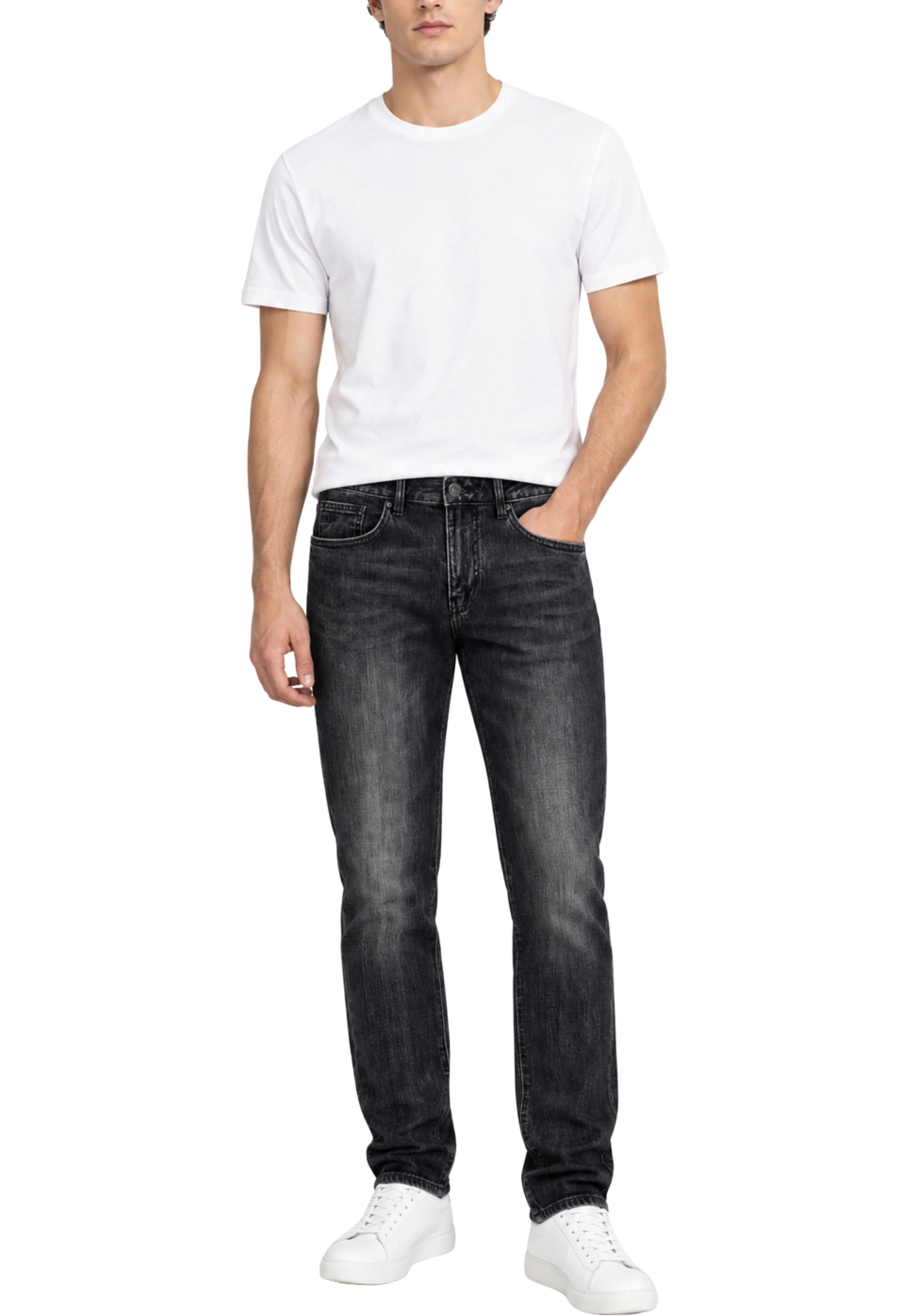 JEANS SKINNY IN DENIM VISSUTO UOMO NERO