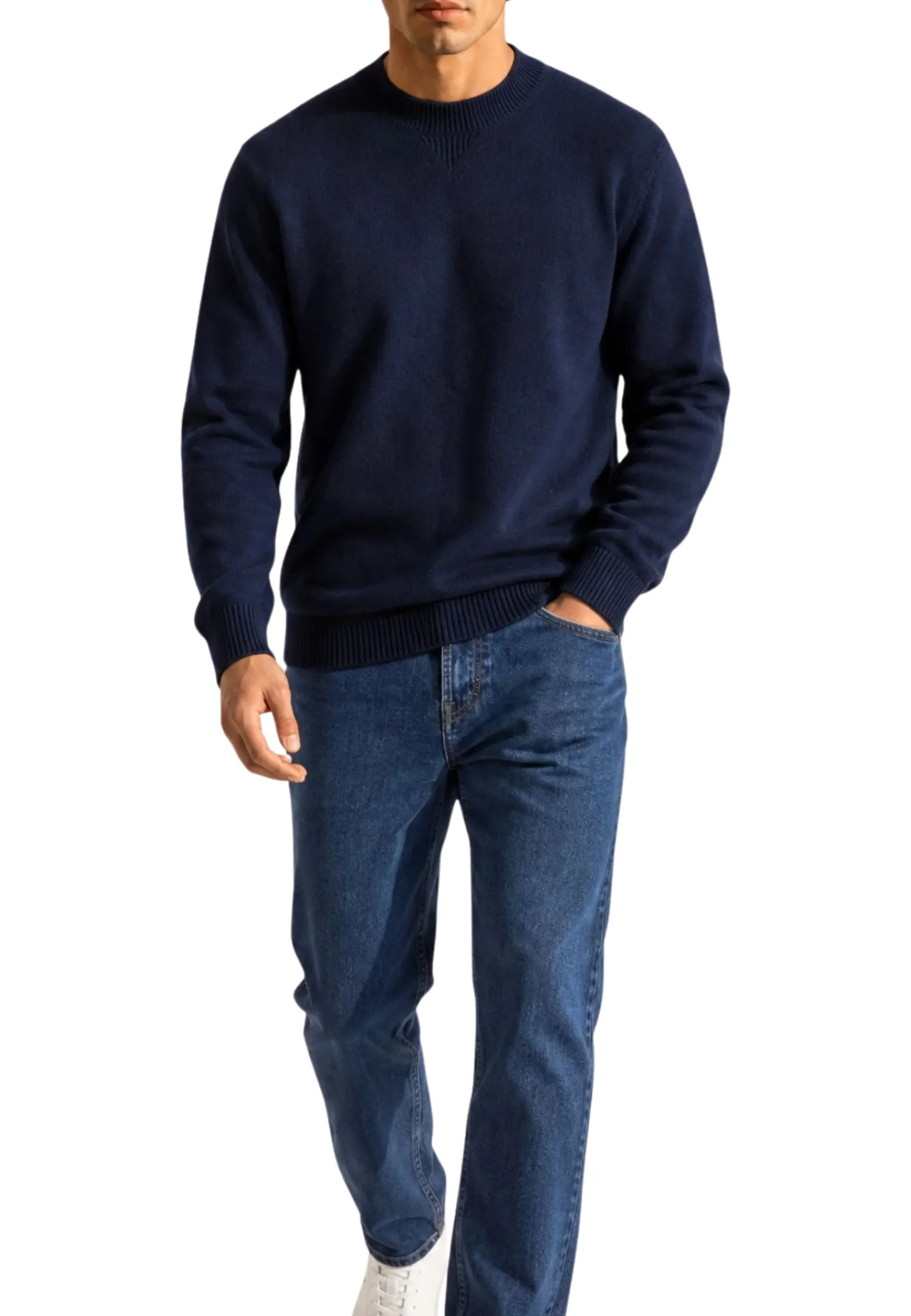 MAGLIONE GIROCOLLO MANICA LUNGA UOMO BLU