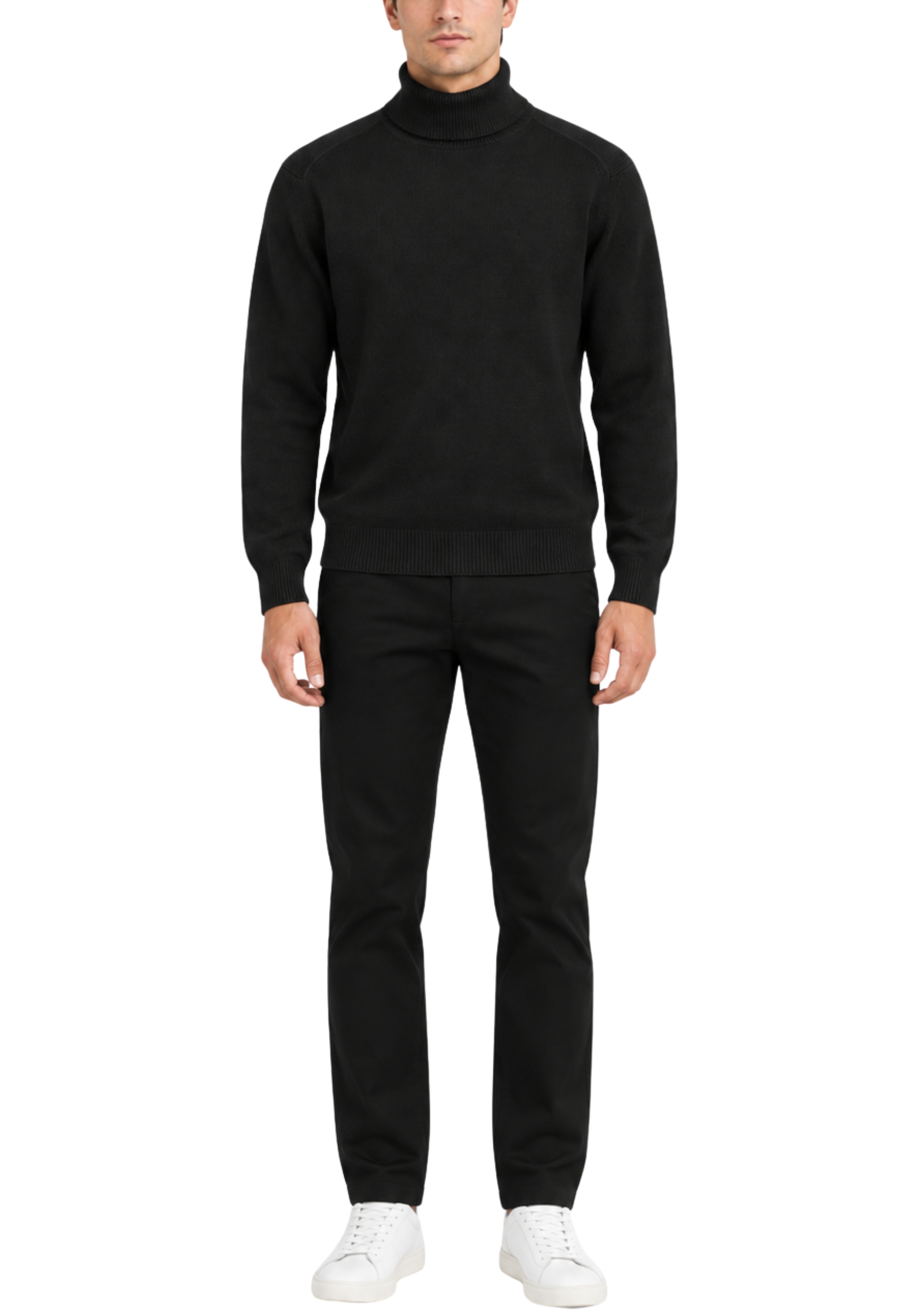 MAGLIA DOLCEVITA IN COTONE E LANA UOMO NERO