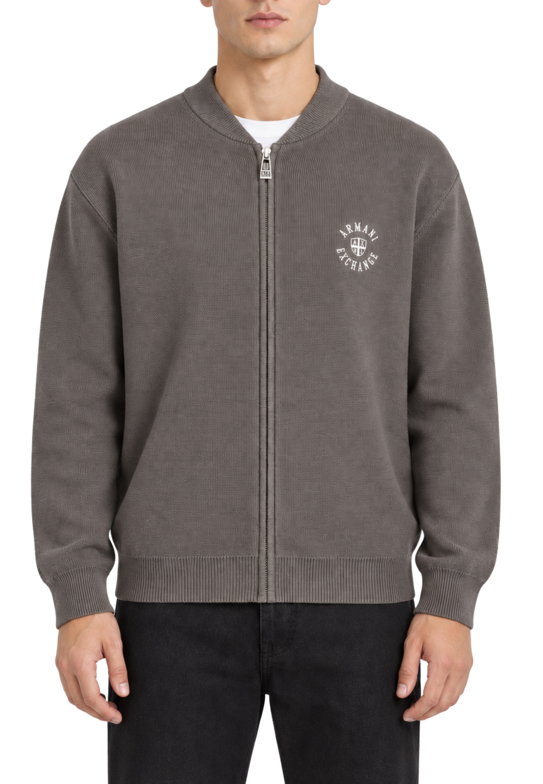 CARDIGAN CROSSOVER CON ZIP UOMO TORTORA