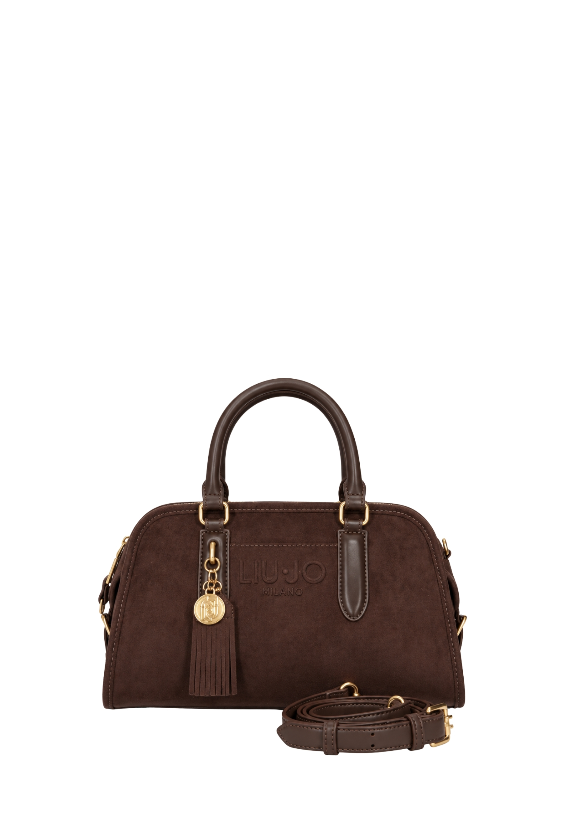 BORSA A MANO A BAULETTO EFFETTO SUEDE DONNA MARRONE