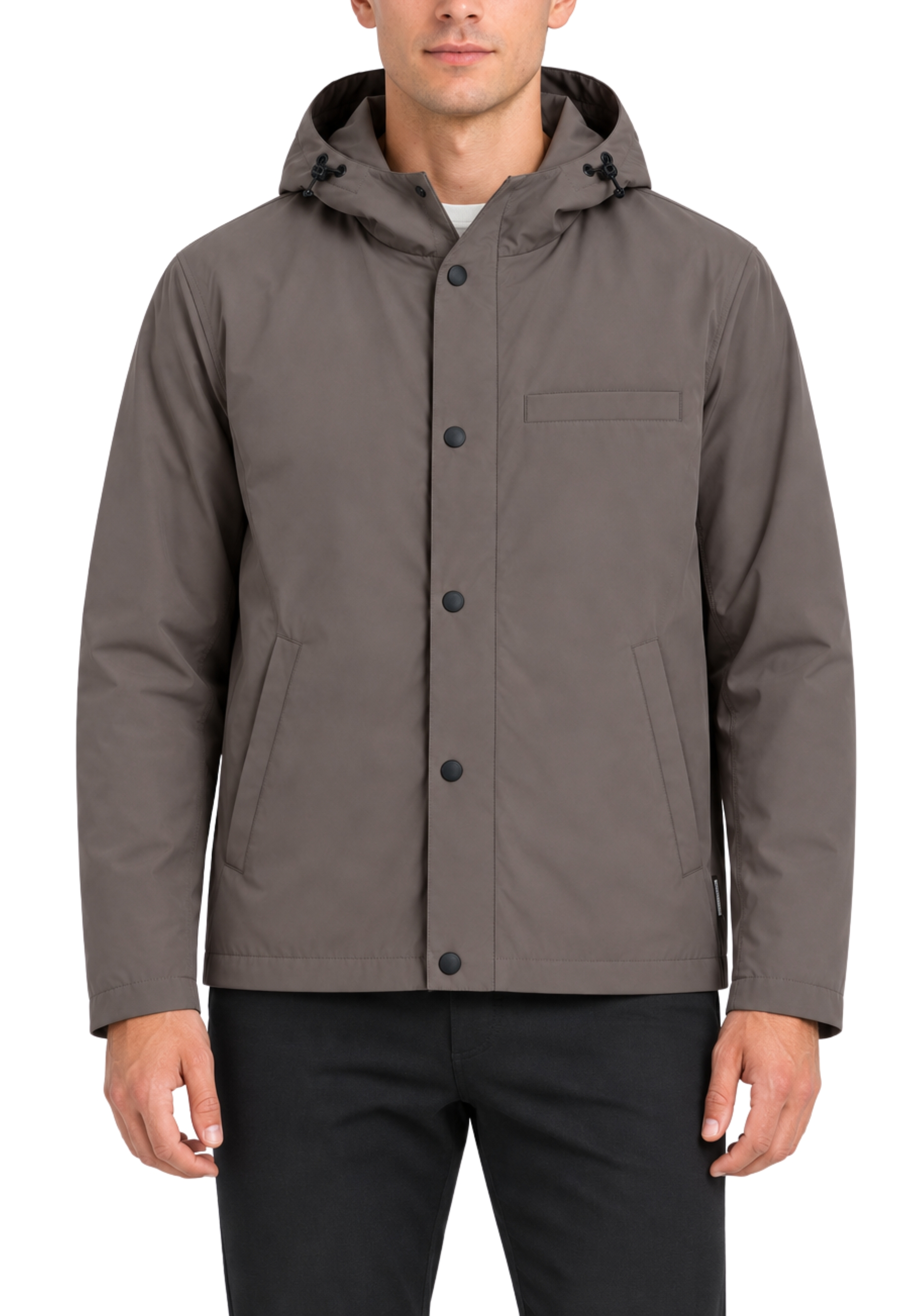 GIACCA IMPERMEABILE CASUAL CON CAPPUCCIO UOMO TORTORA