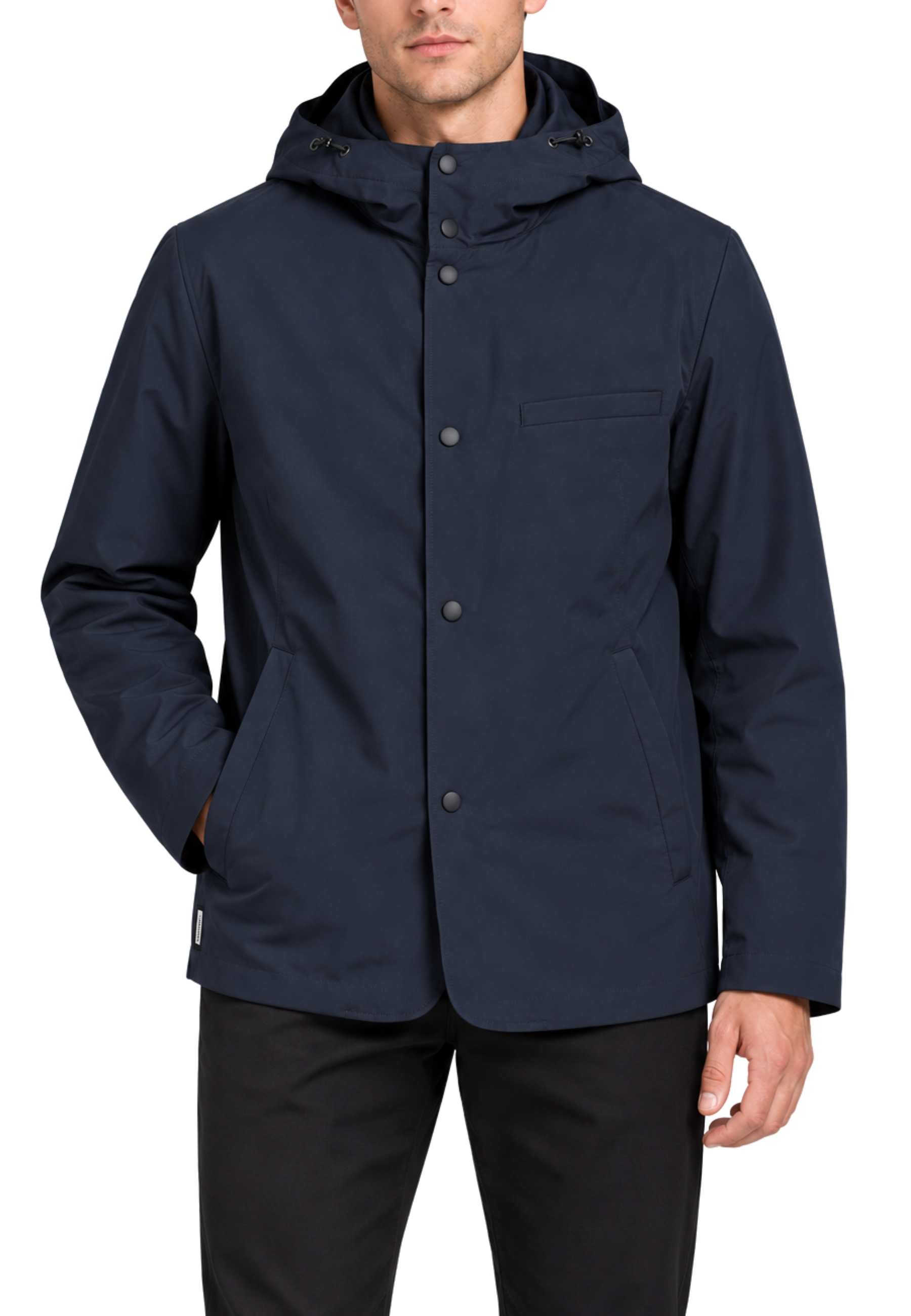 GIACCA IMPERMEABILE CASUAL CON CAPPUCCIO UOMO BLU