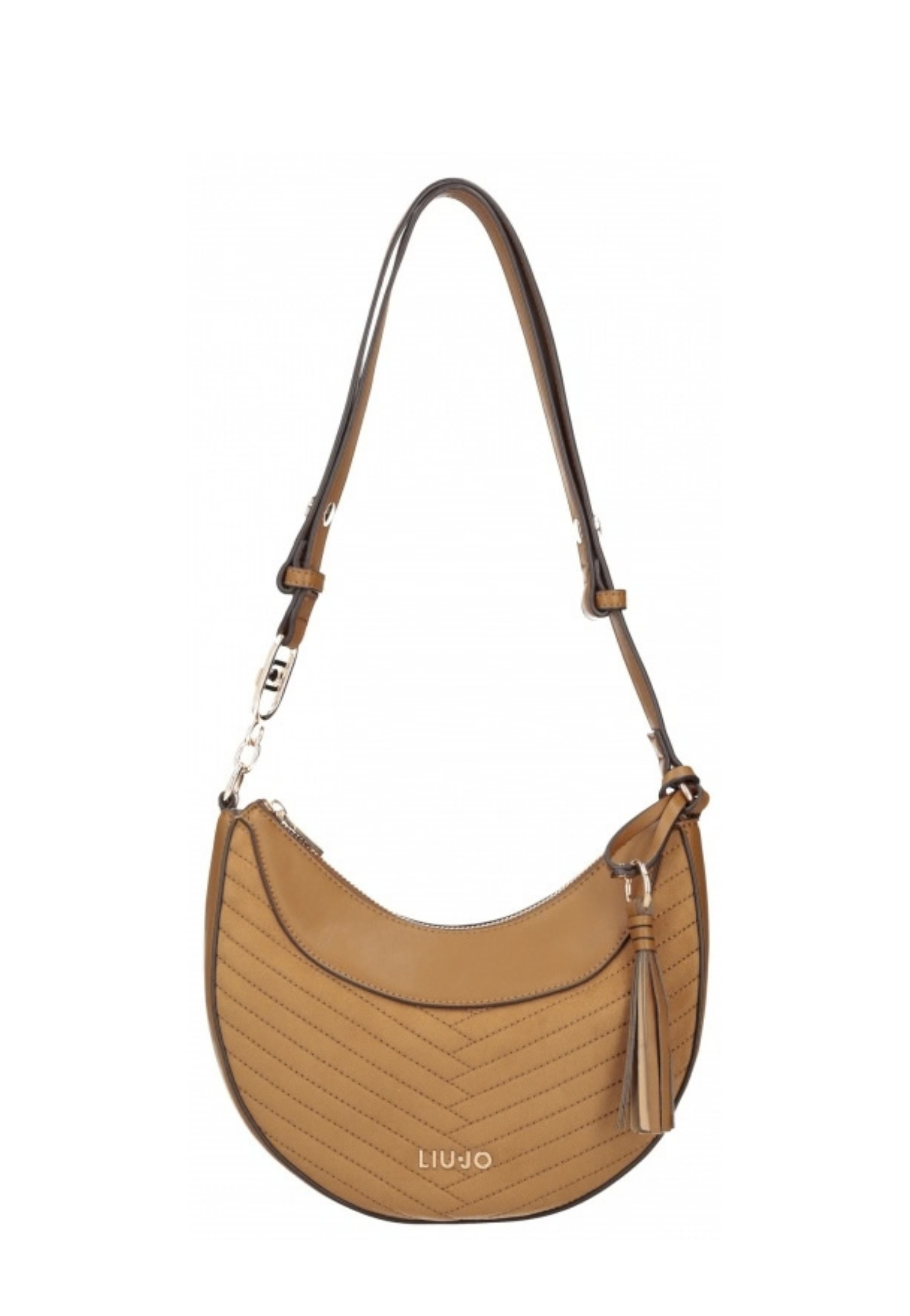 BORSA A SPALLA HOBO IN ECOCAMOSCIO TRAPUNTATO DONNA BEIGE