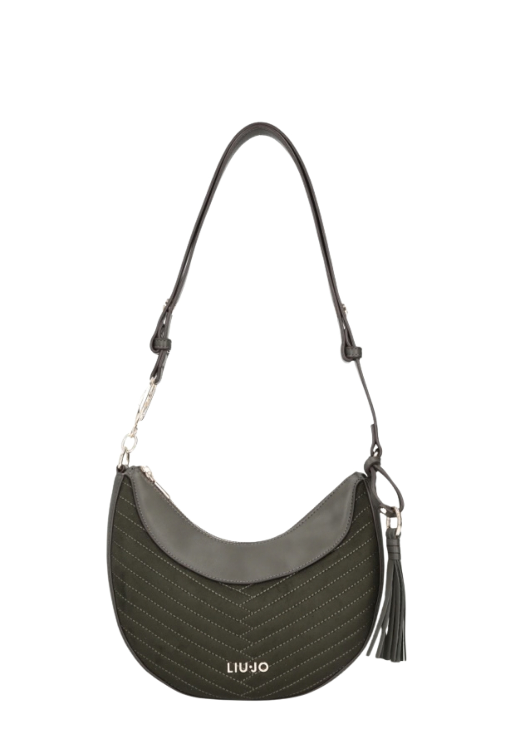BORSA A SPALLA HOBO IN ECOCAMOSCIO TRAPUNTATO DONNA VERDE
