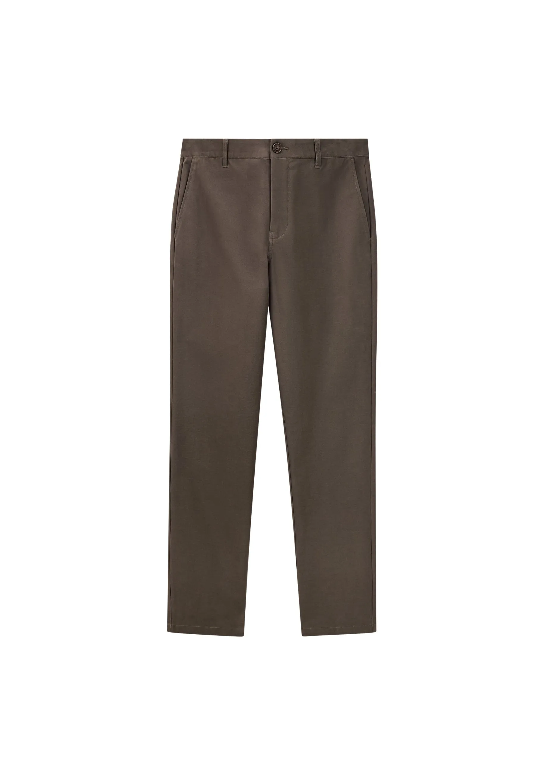 PANTALONI CHINO IN COTONE ELASTICIZZATO UOMO MARRONE
