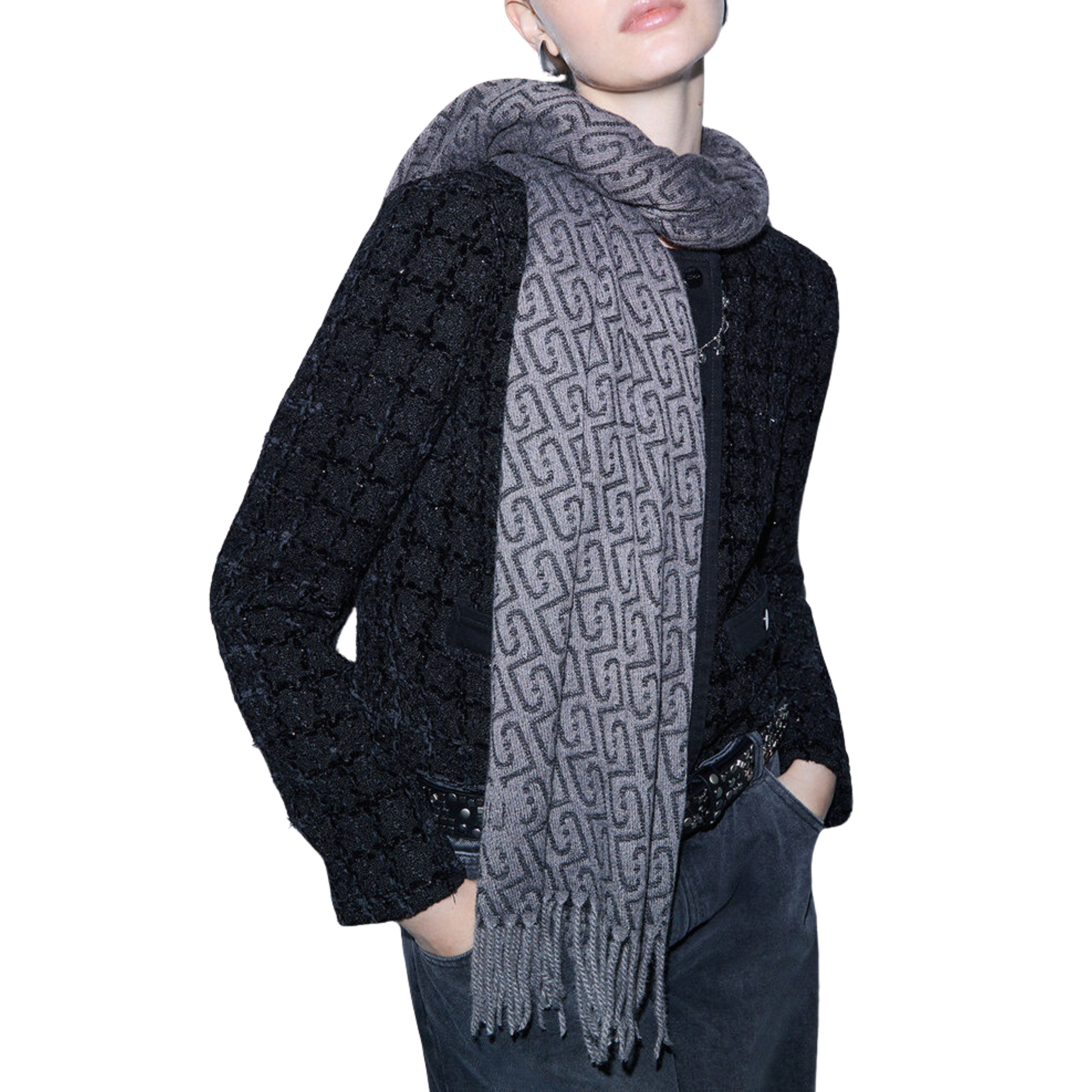 STOLA CON LOGO MONOGRAM DONNA GRIGIO
