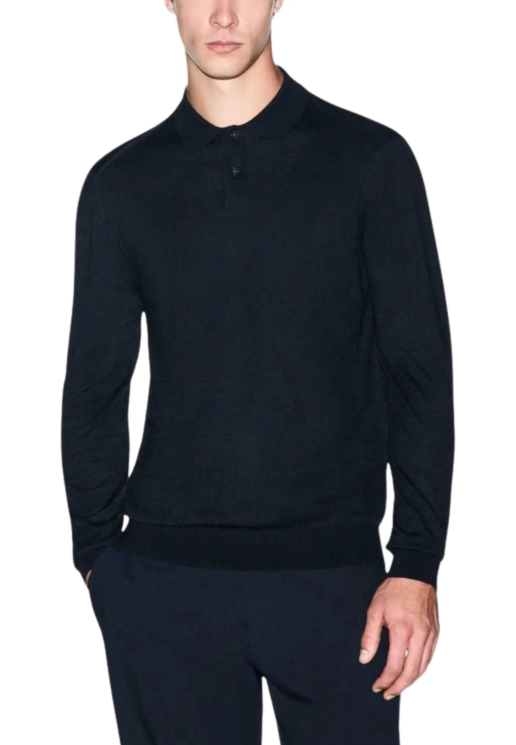 POLO A MANICA LUNGA E CHIUSURA COLLETTO CON BOTTONI UOMO BLU SCURO