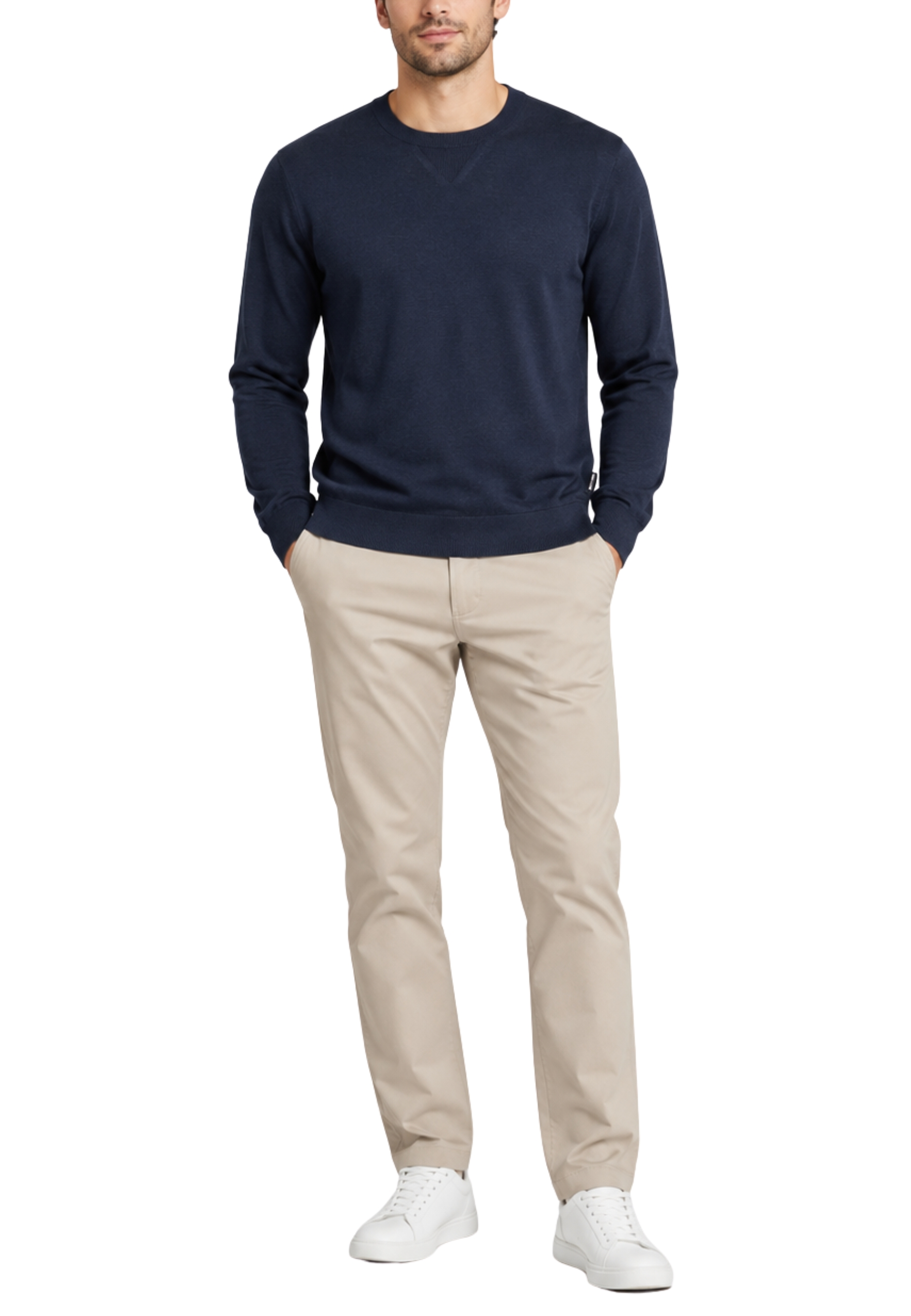 MAGLIA GIROCOLLO IN LYOCELL E LANA UOMO BLU NAVY